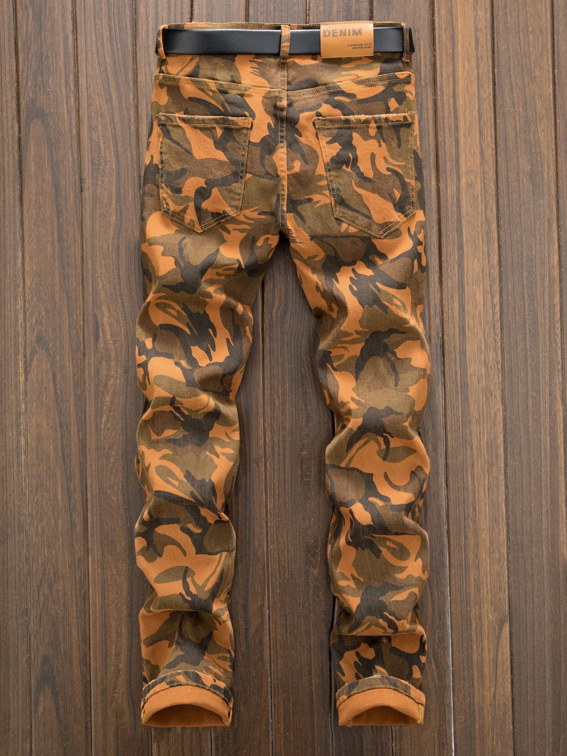Men's Camo Jeans: Micro Elastic, Multi-Pocket, Straight Fit Camo Colors