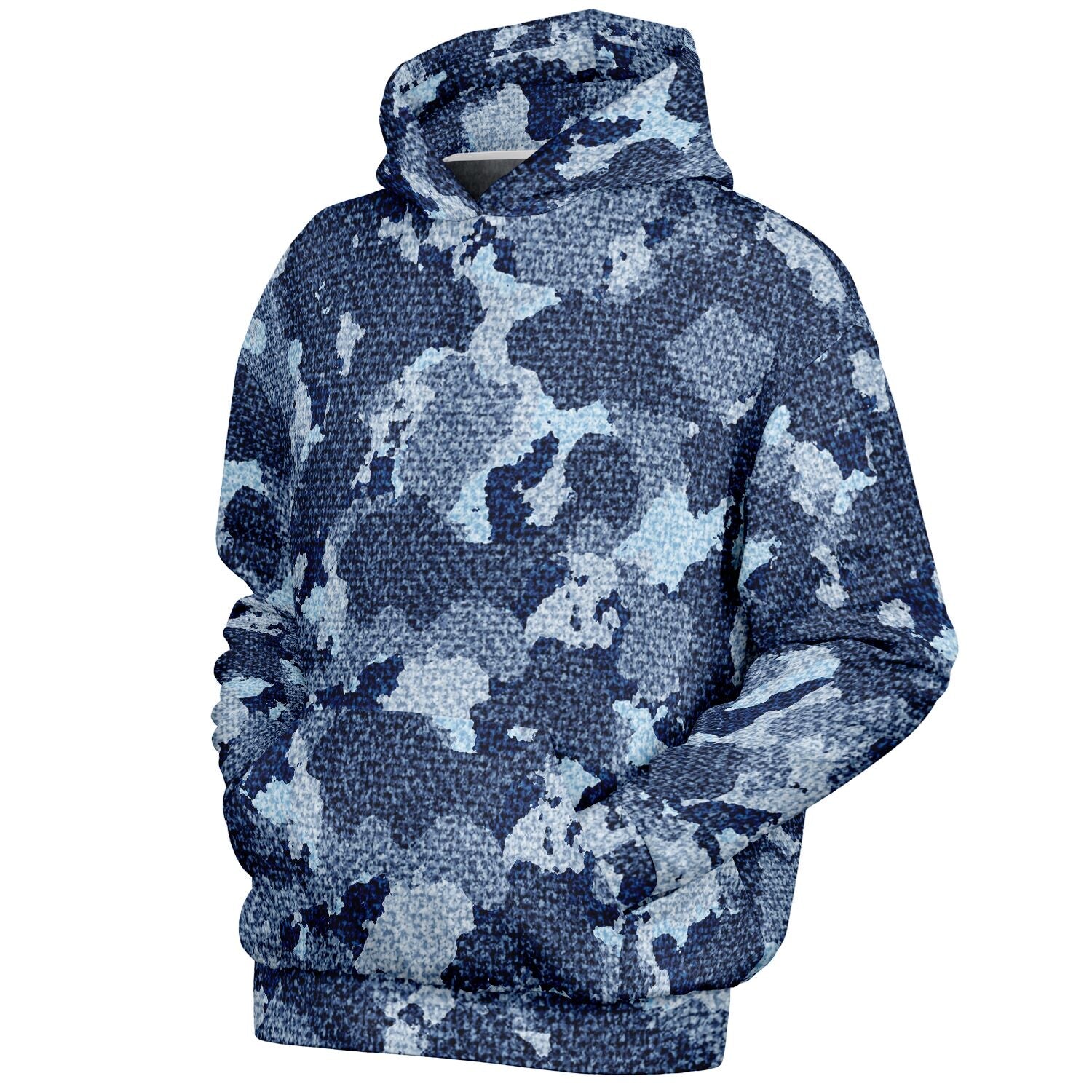 Denim Oversized Hoodie | Blue Camouflage Cloth Pattern | Camo Colors
