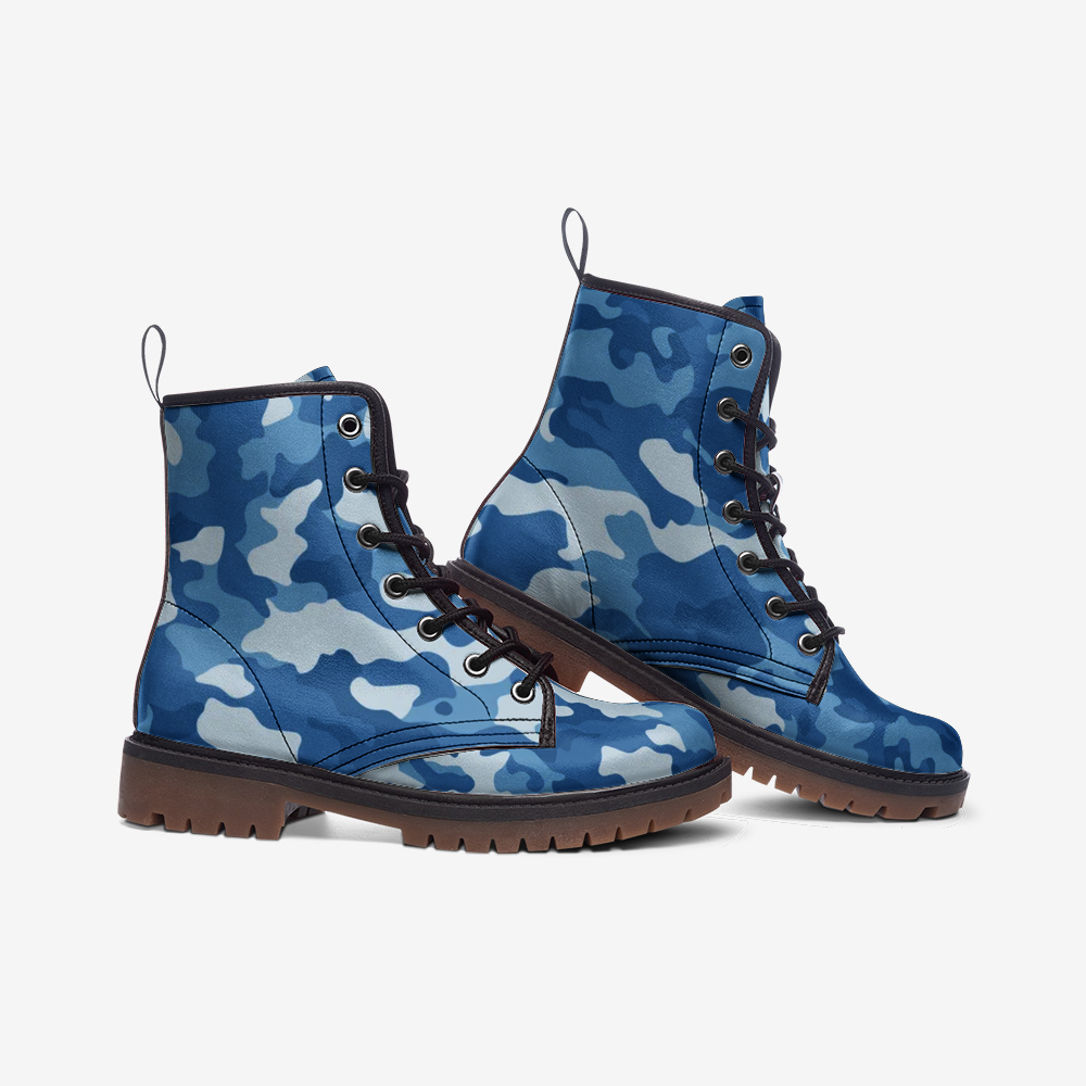 Military Blue Camo Boots | Lightweight Leather Camo Colors