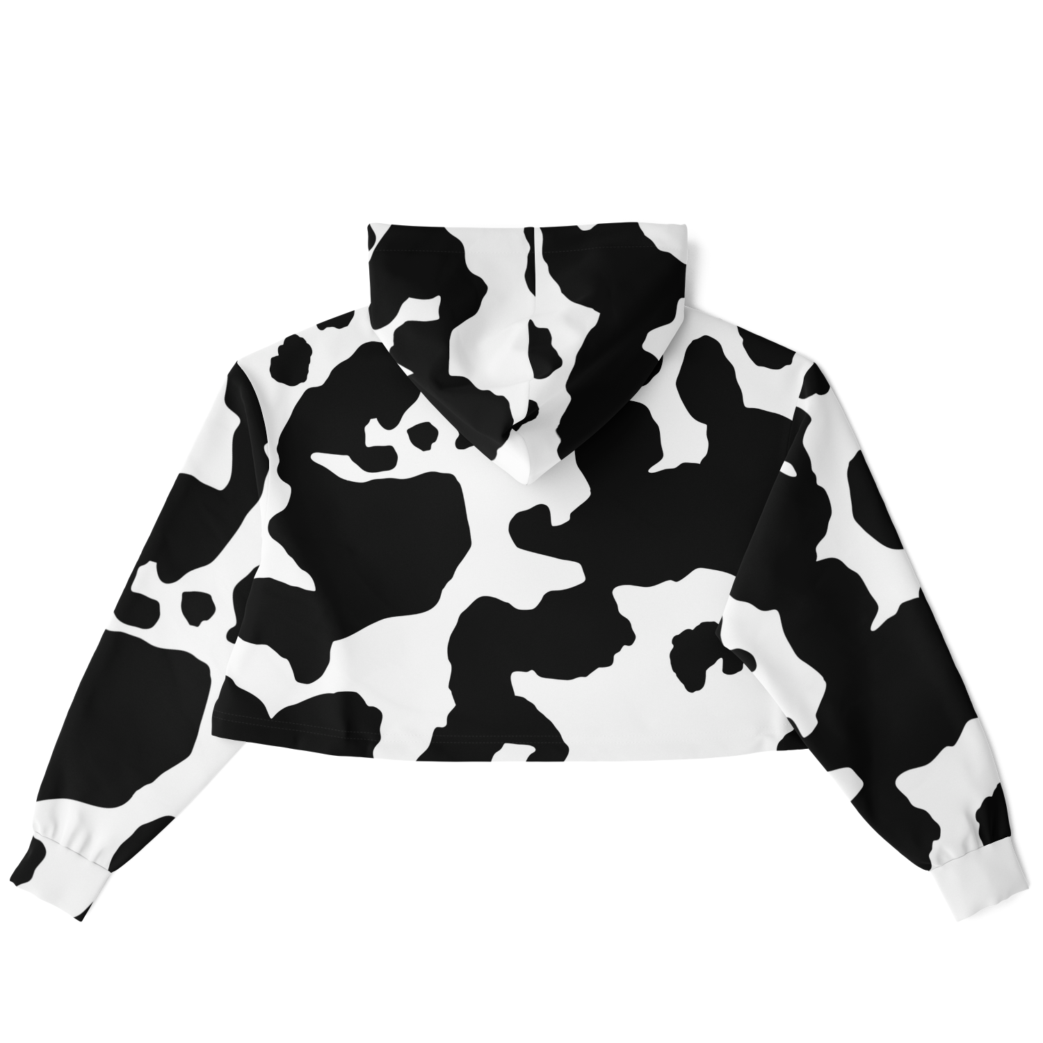 Cropped Hoodie For Women | Black & White Cow Camouflage Camo Colors