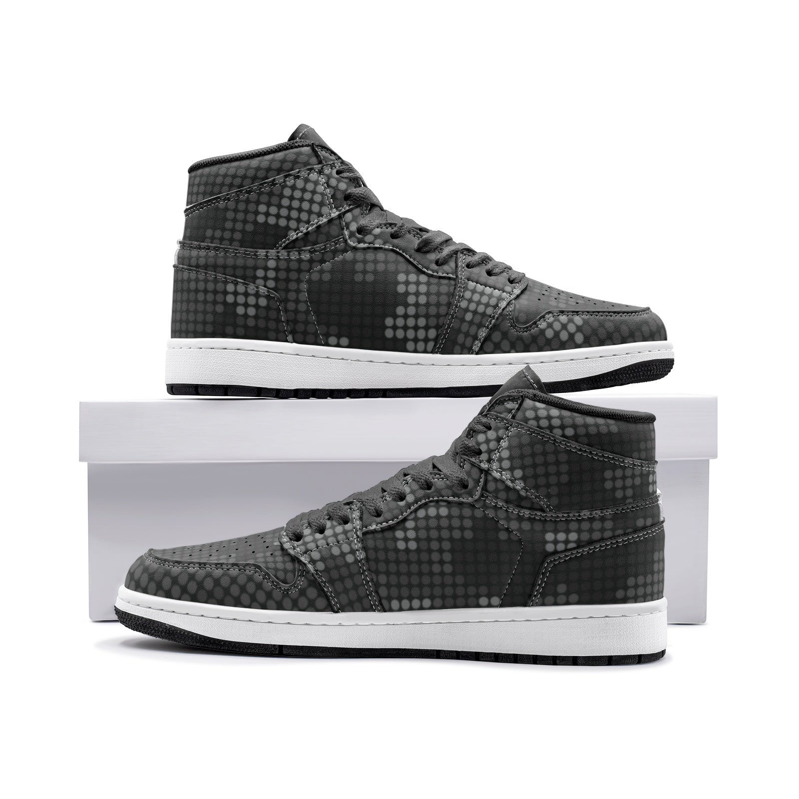 Black Camo Sneakers AJ 1 | High Top | Stylish Pixel Camouflage Camo Colors