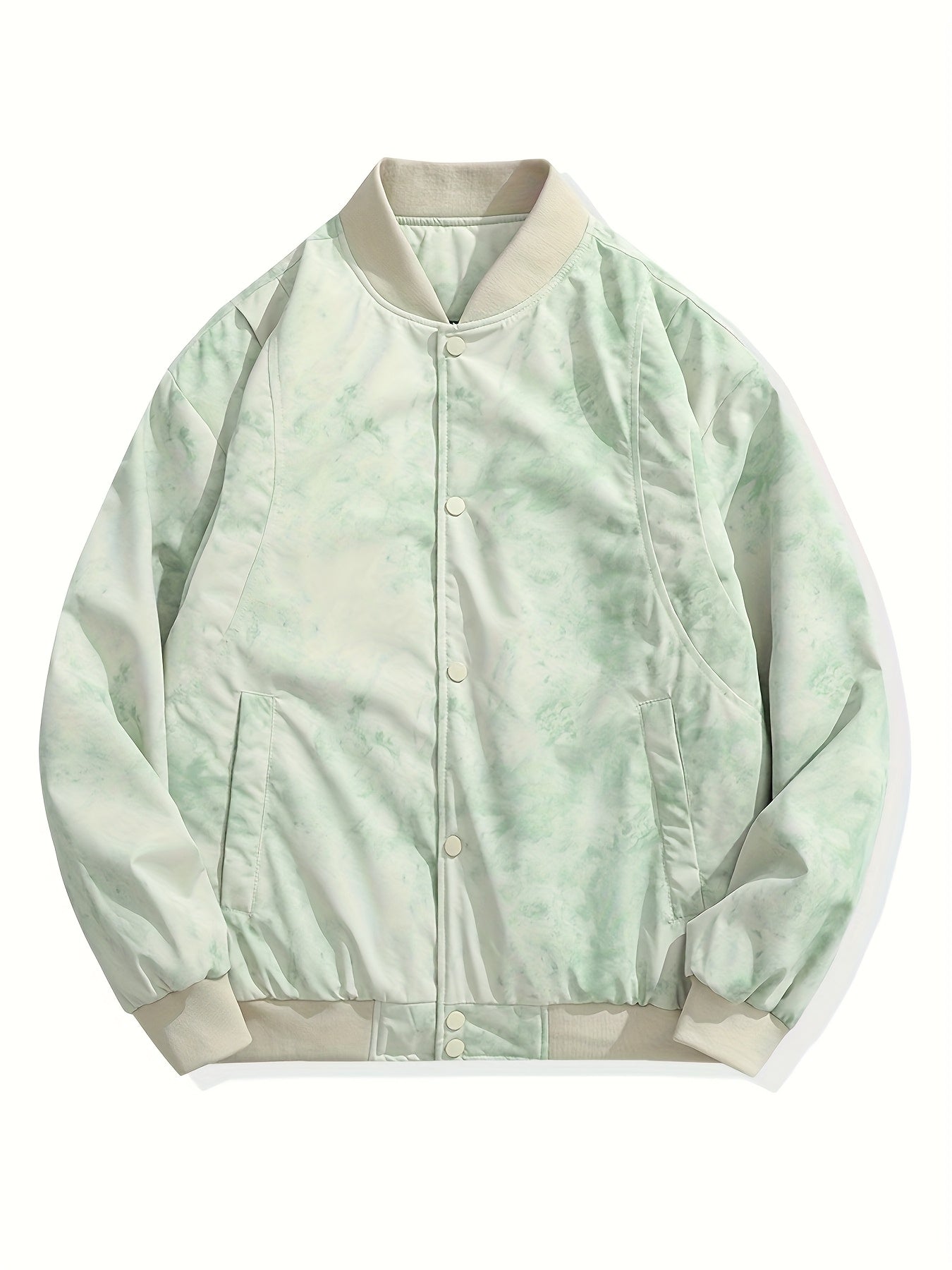 Vintage White Camo Jacket | Baseball Collar Long Sleeve Coat Camo Colors