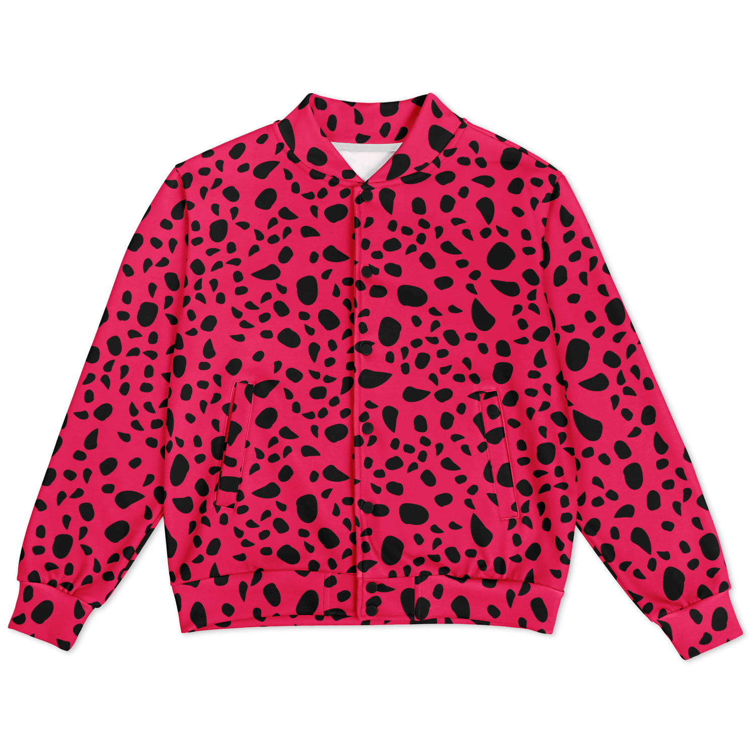 Baseball Jacket | Leopard Print in Pink and Black Camo Colors