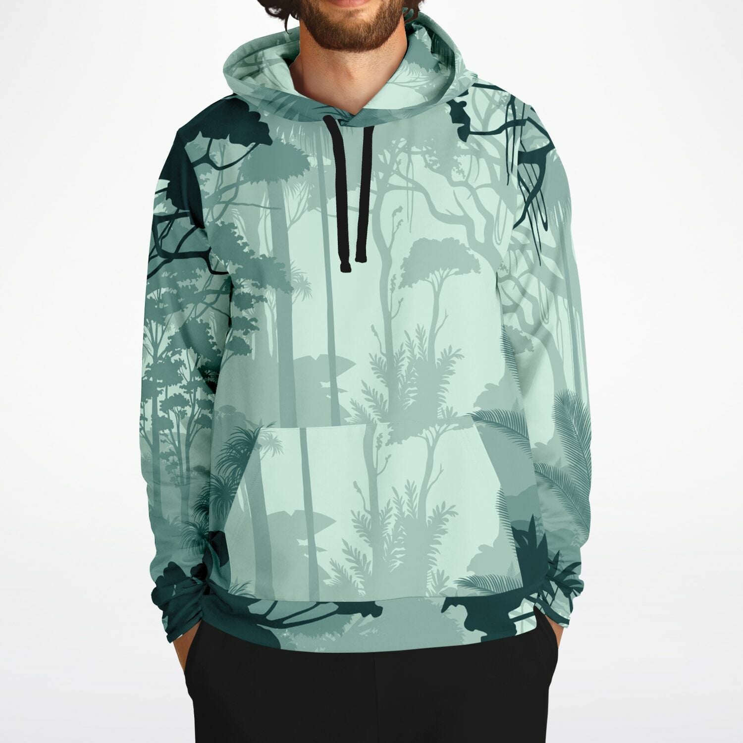 Dark Forest Print Hoodie | Tropical Rainforest Background | camo colors