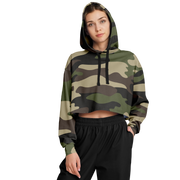 Cropped Hoodie For Women | Classic Green Camo Camo Colors