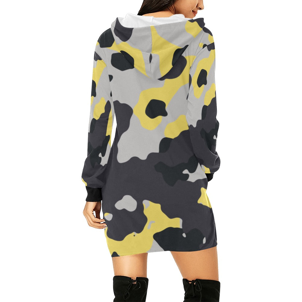 Camo Hoodie Dress | Yellow, Black and Silver Camo Colors