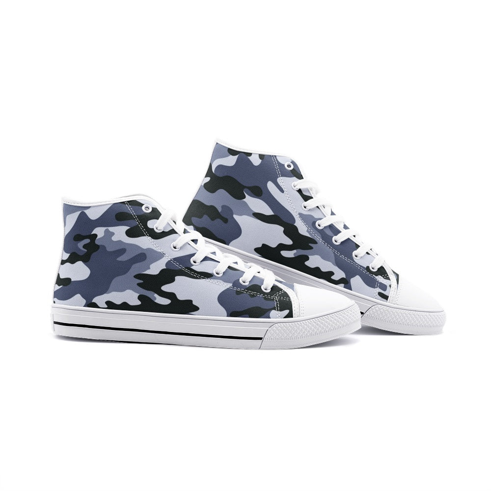 Camo Shoes | High Top Canvas | Light Blue Camouflage Camo Colors