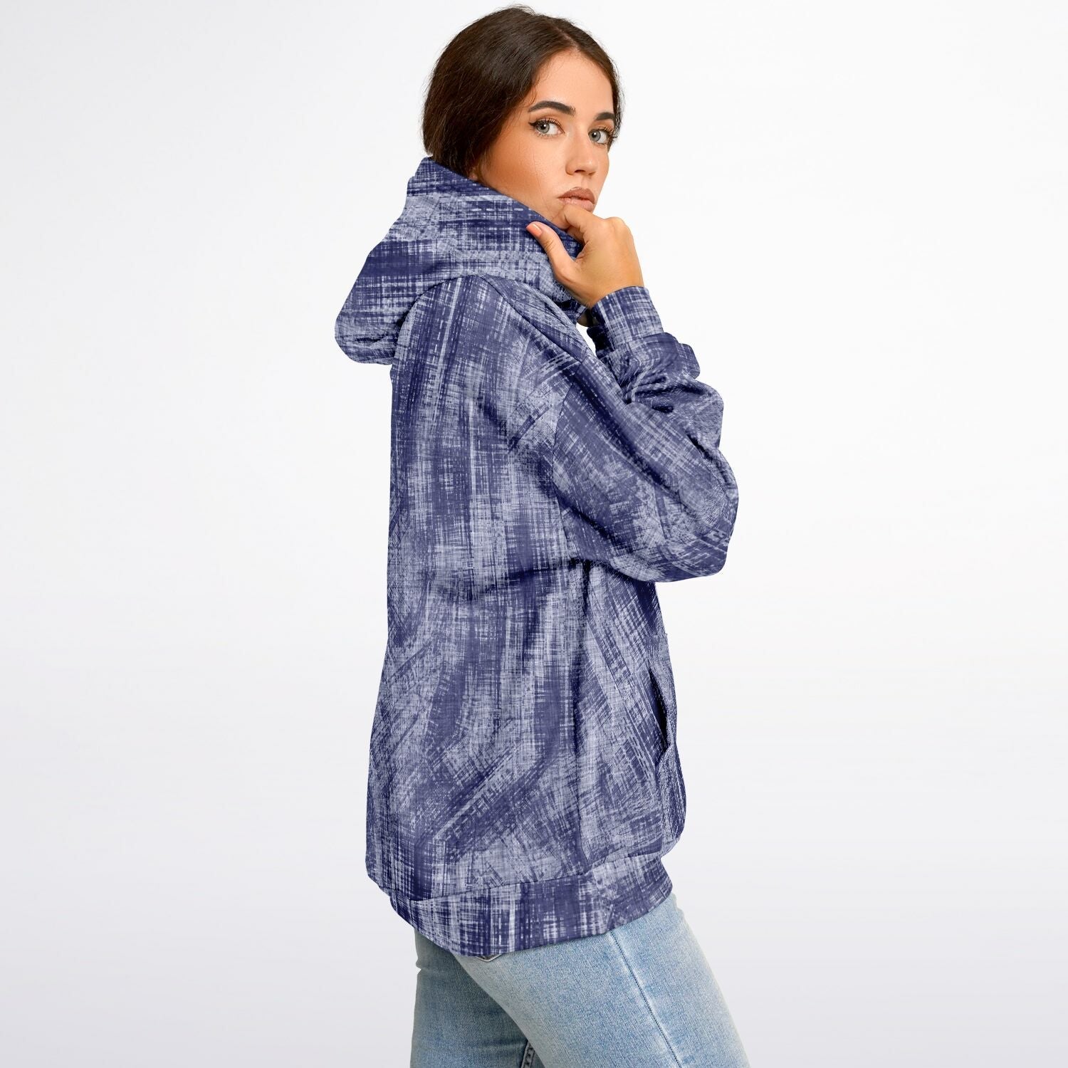 Blue Wash Denim-Style Oversized Hoodie | Camo Colors