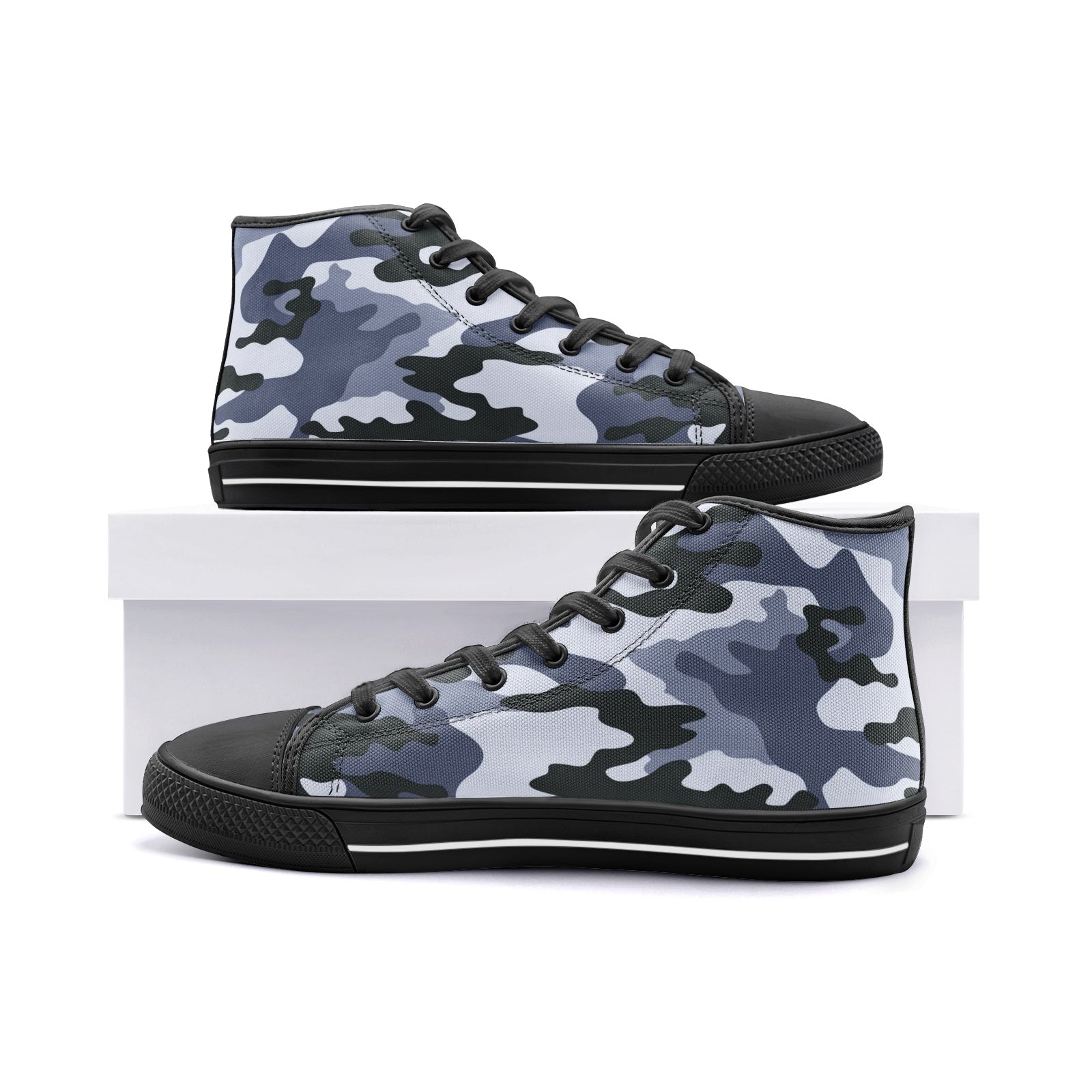 Camo Shoes | High Top Canvas | Light Blue Camouflage Camo Colors