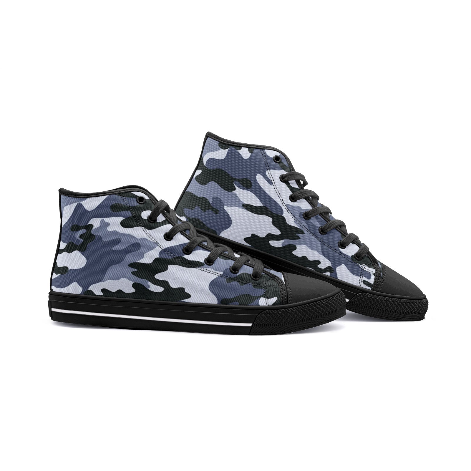 Camo Shoes | High Top Canvas | Light Blue Camouflage Camo Colors