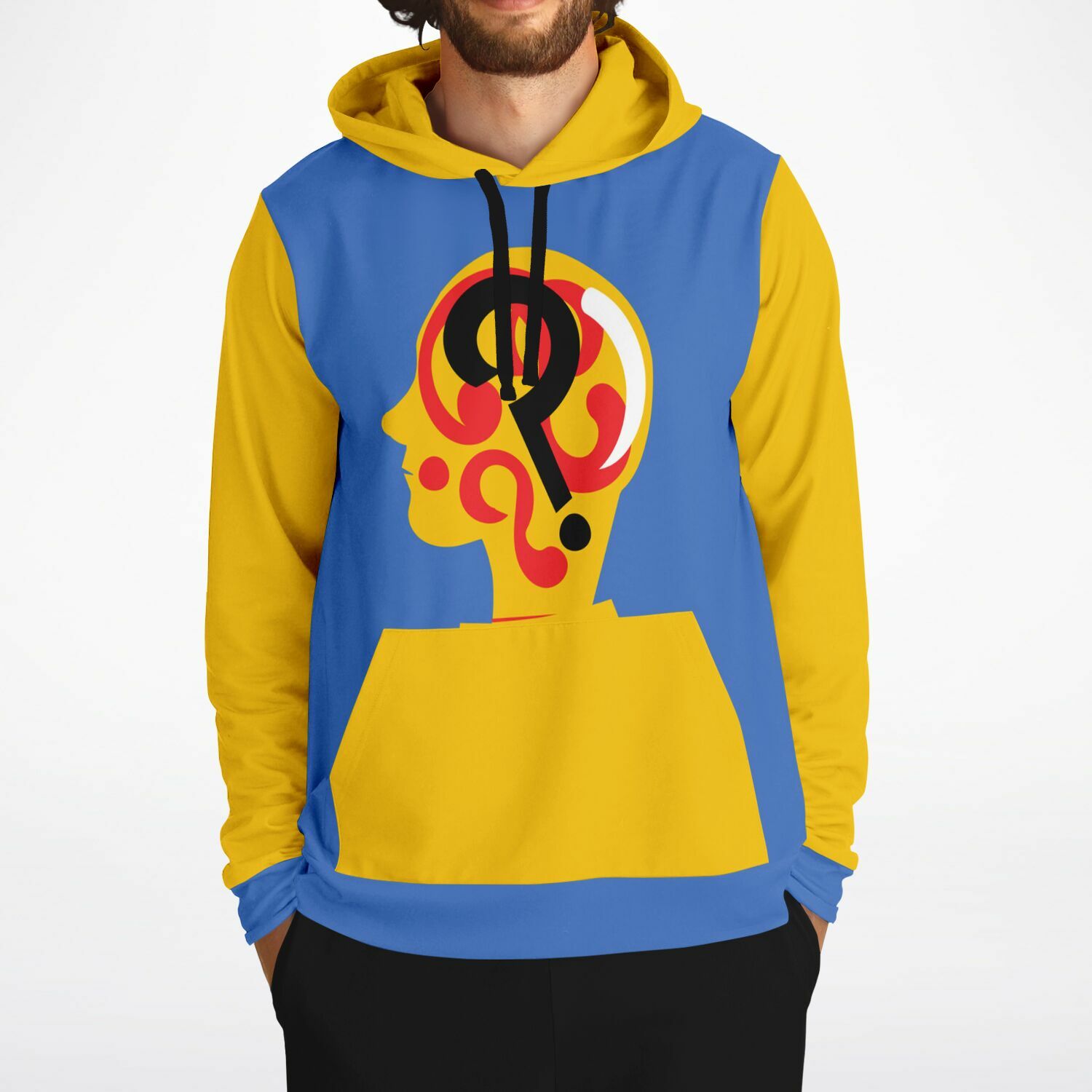 Digital Painting Hoodie in Blue and Yellow Camo Colors