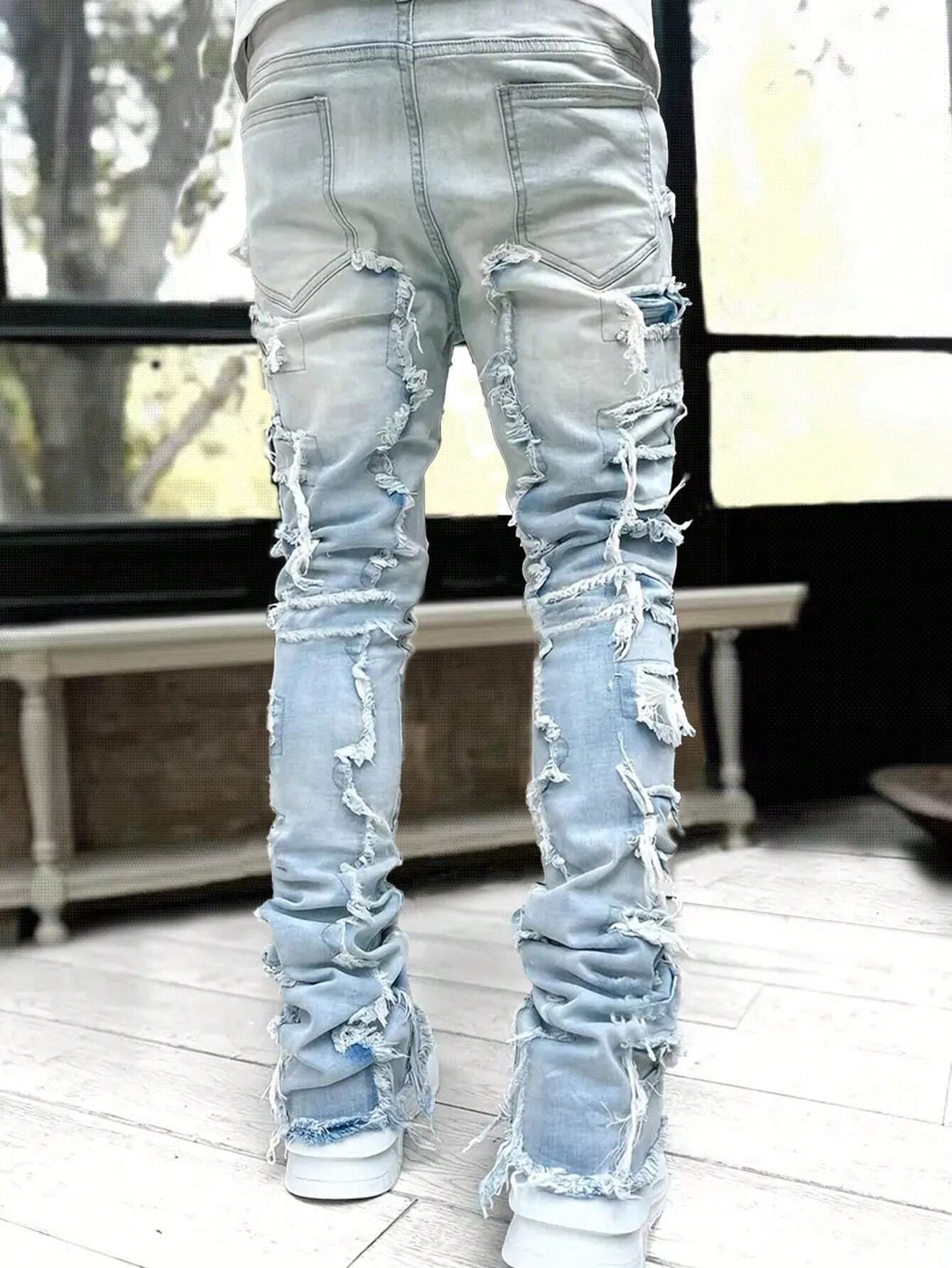 Men's Camo Print Ripped Jeans Camo Colors