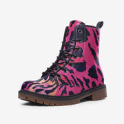 Leopard Boots | Lightweight Leather | Deep Cerise Pink Camo Colors