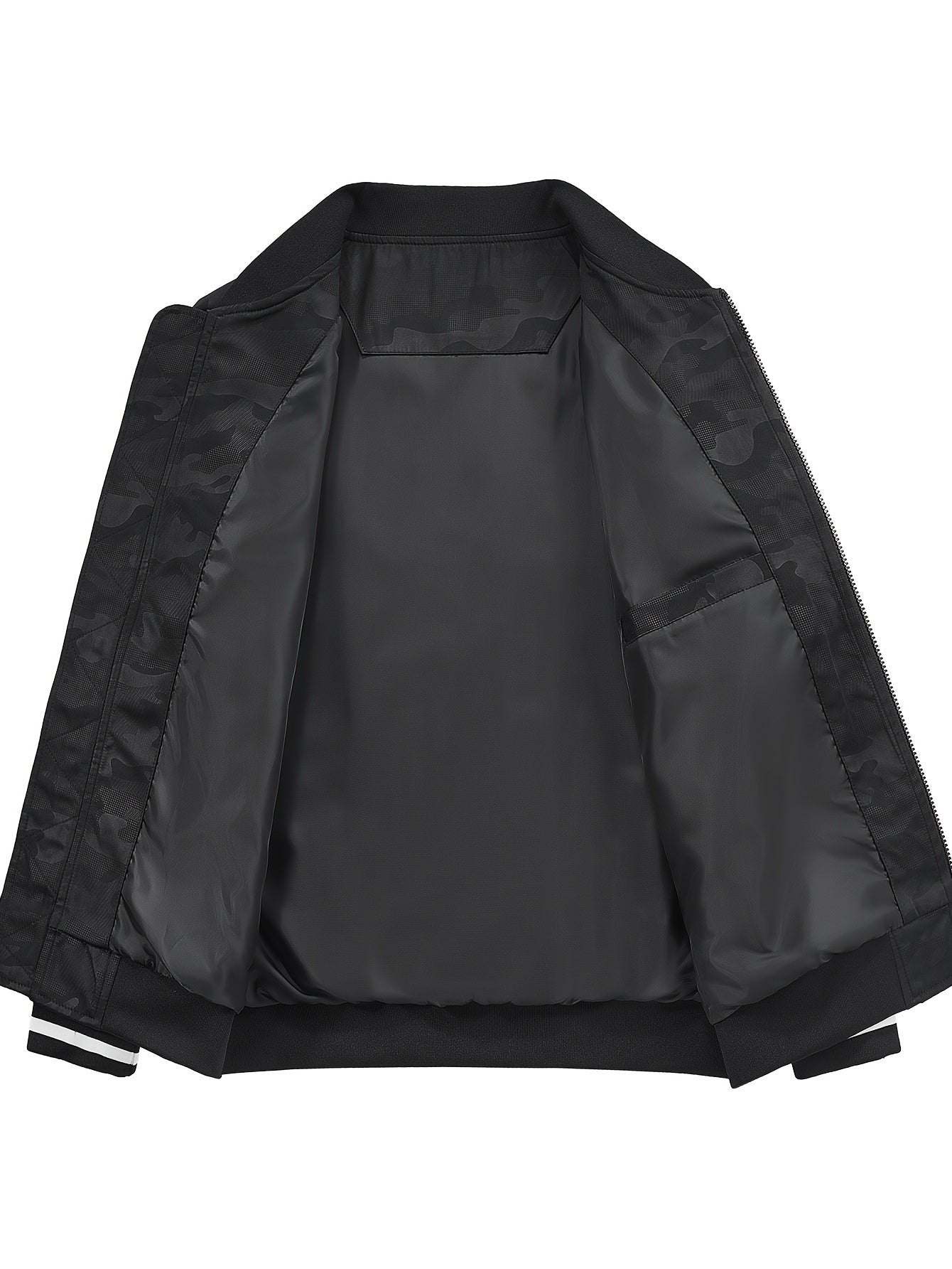 Black Varsity Jacket | Men's Camo Pattern With Long Sleeves Camo Colors