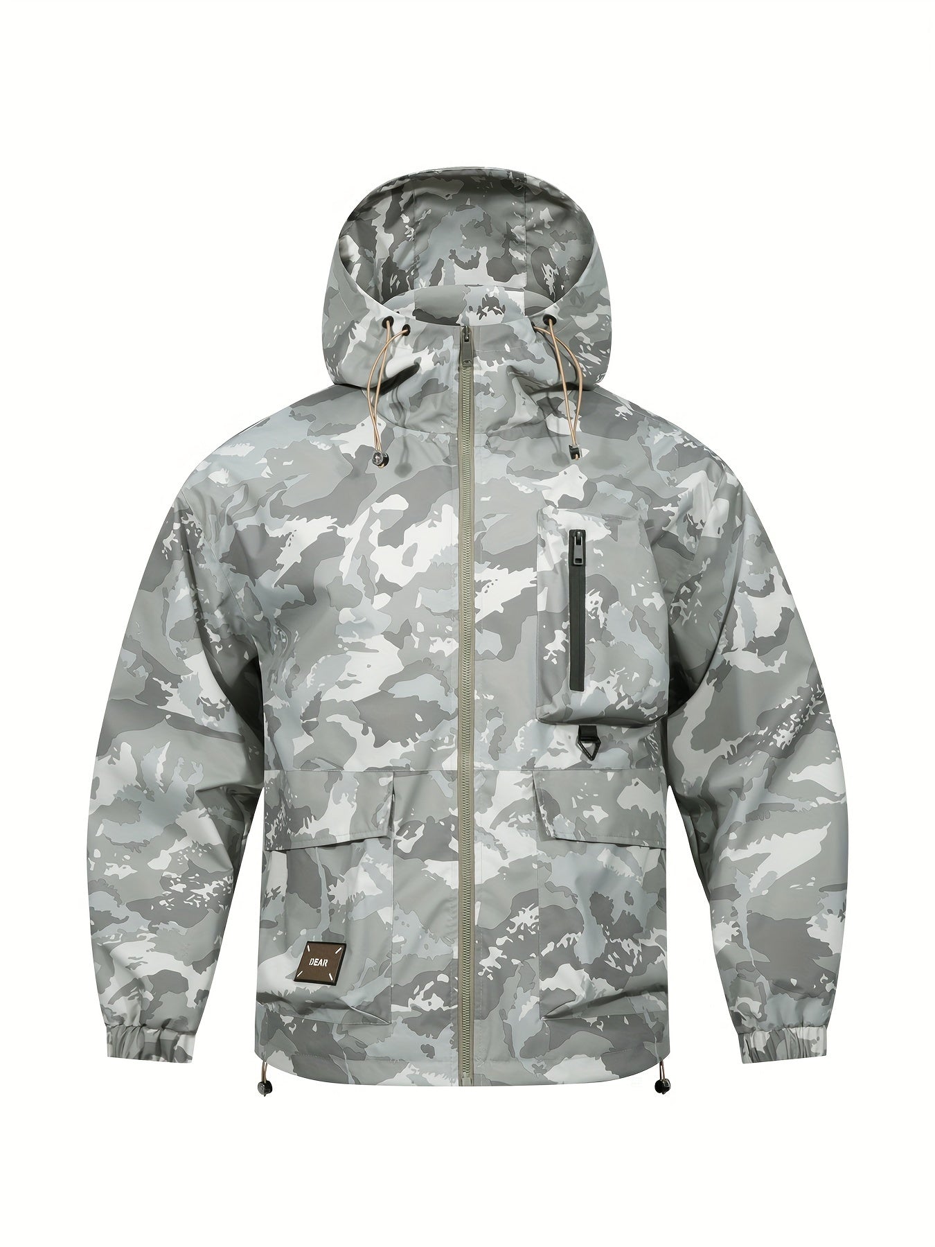 Men's Camo Windbreaker Jacket with a Hood | Multi Pocket Cargo Jacket Camo Colors