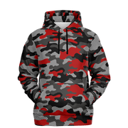 Red Camo Hoodie | Black and Gray Pixel Camouflage Camo Colors