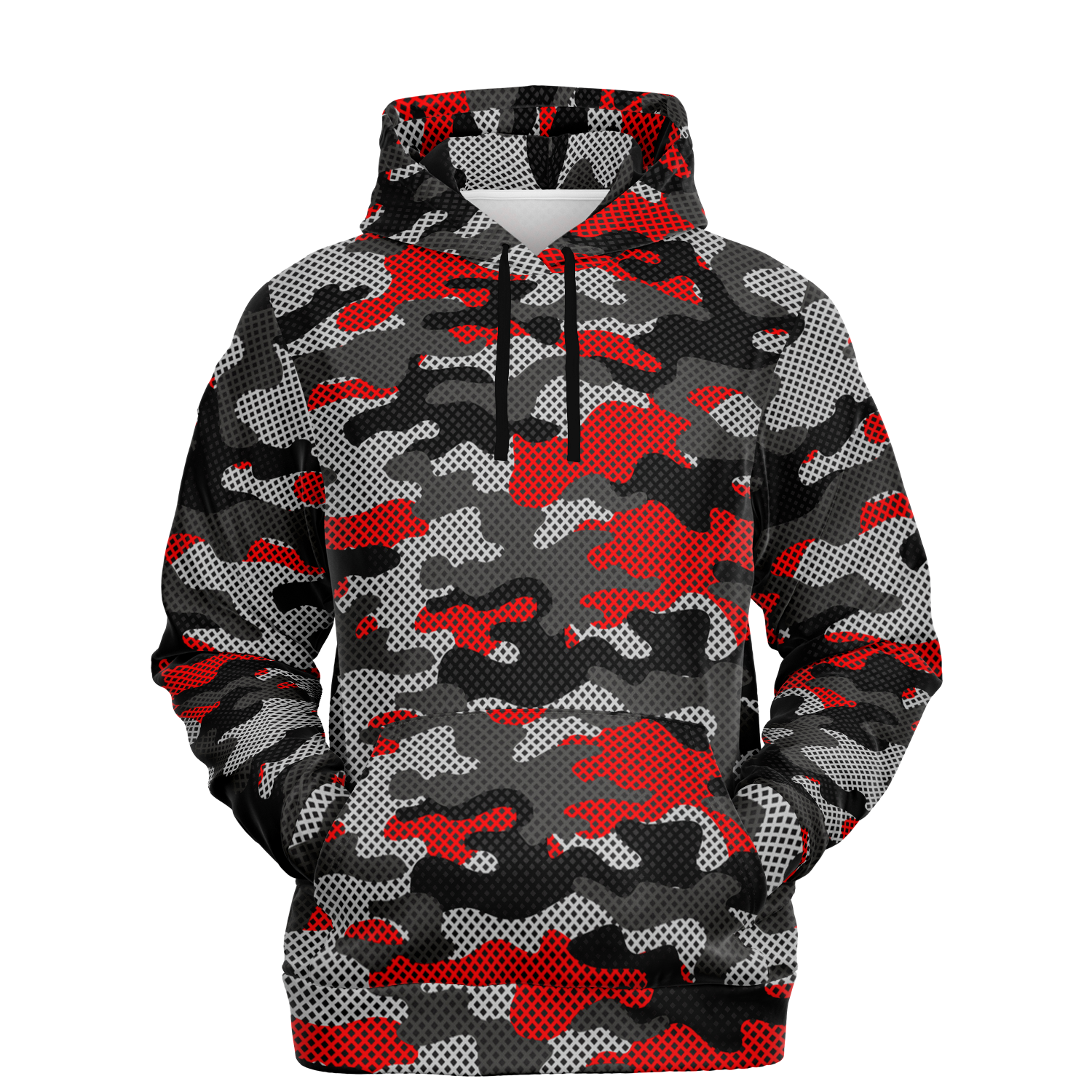 Red Camo Hoodie | Black and Gray Pixel Camouflage Camo Colors
