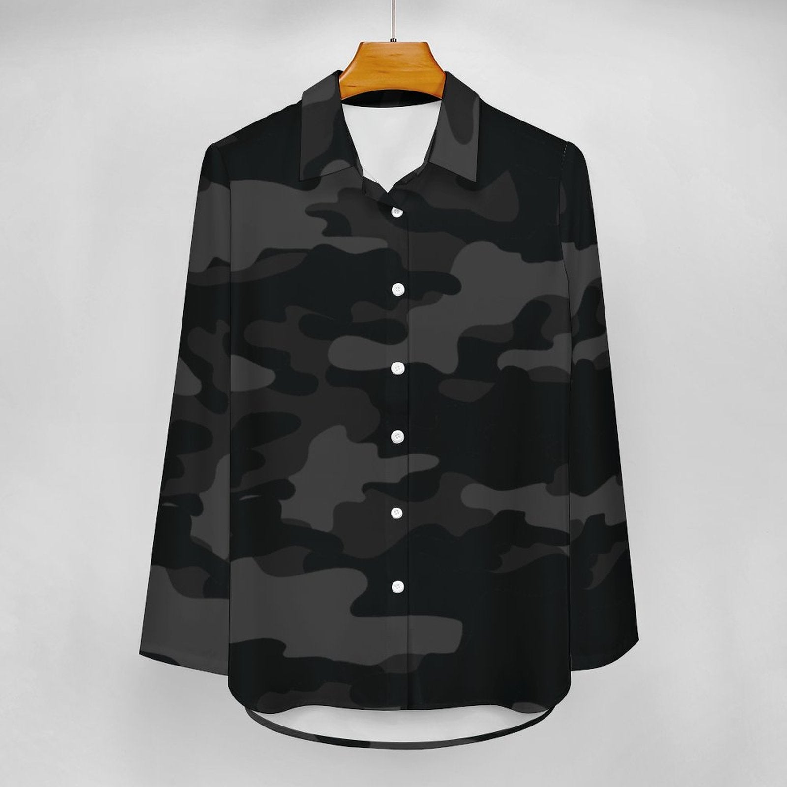 Women's Button-Up Camo Shirt | Black Camouflage Camo Colors