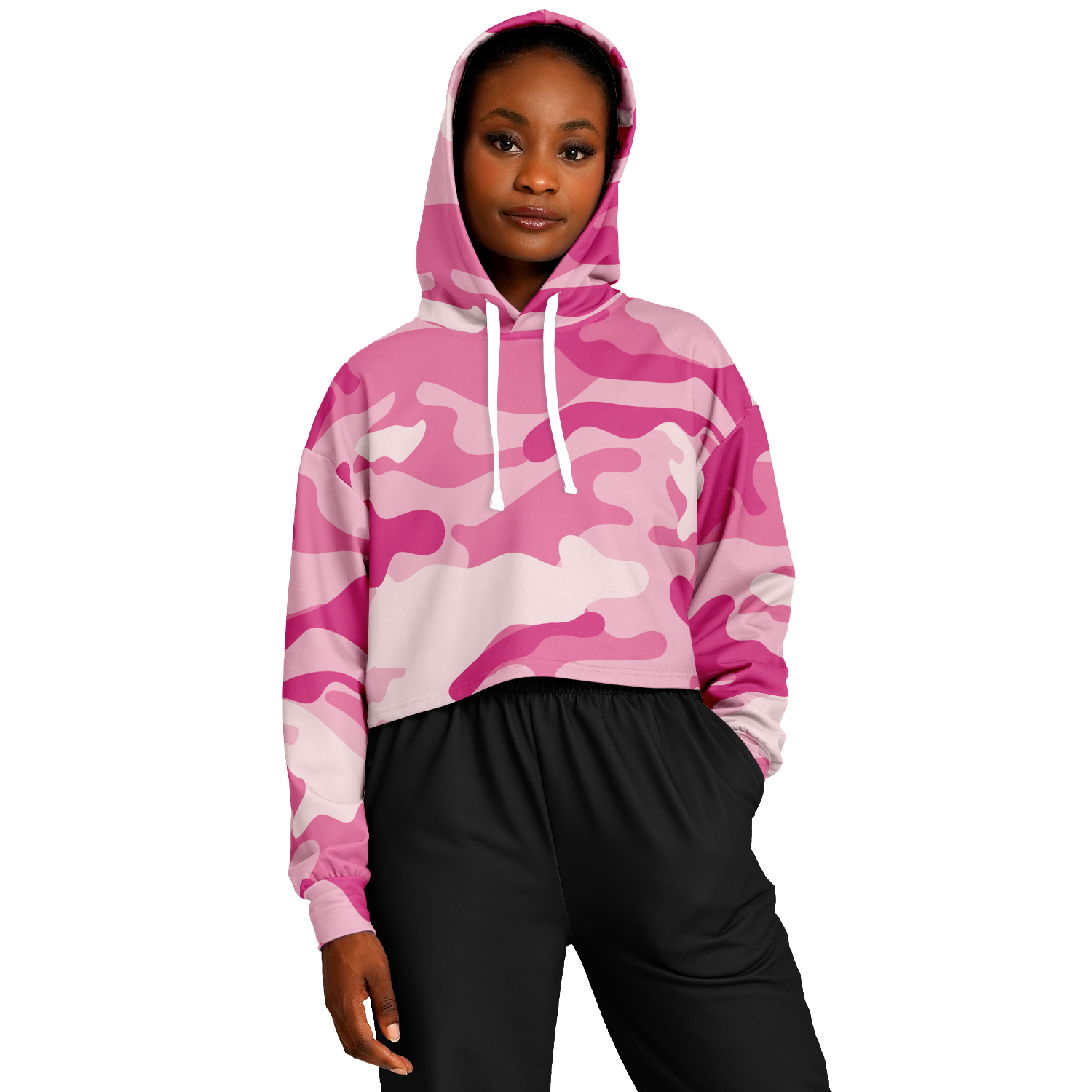Shop Cropped Hoodie For Women Lavender Pink Camouflage