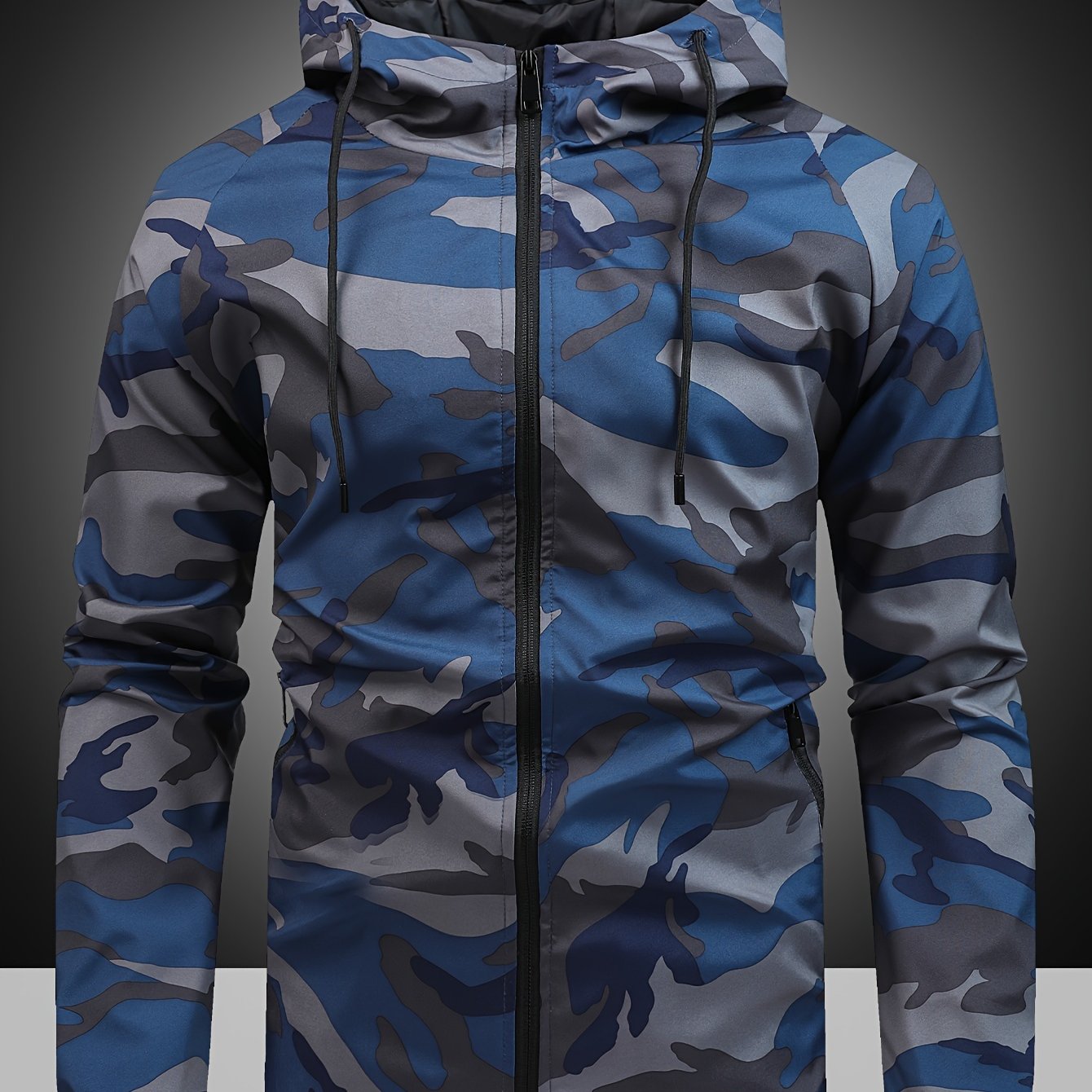 Long Sleeve Hooded Zipper Jacket for Men Camo Colors