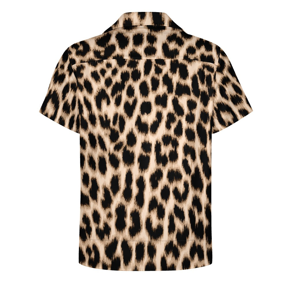 Leopard Men's Shirt | Cuban Collar Style | Camo Colors