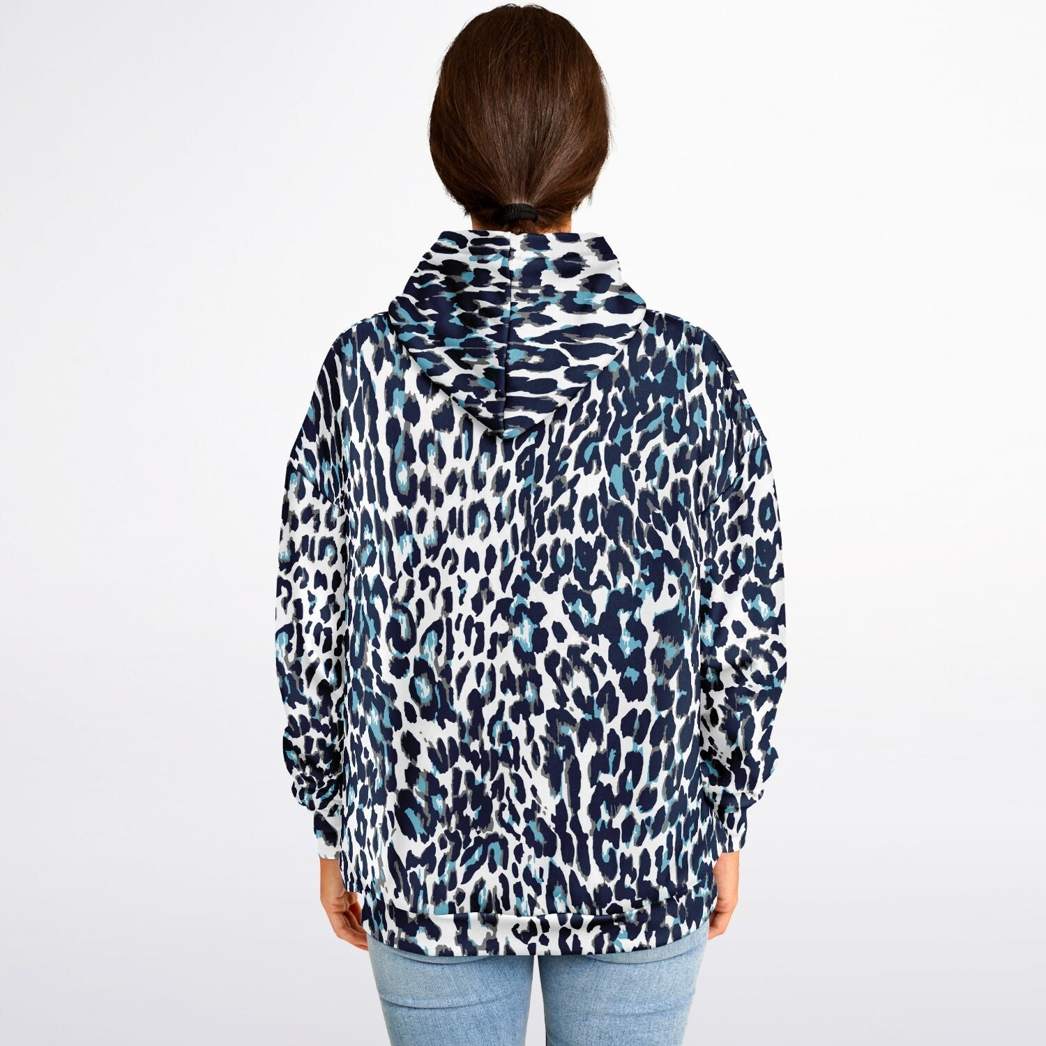 Oversized Leopard Hoodie – Blue and White | Camo Colors