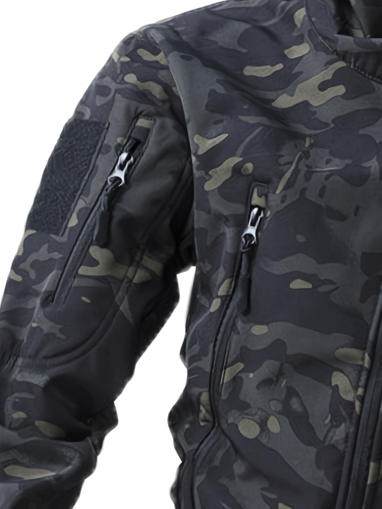 Men's Military Camo Jacket | Hooded Windbreaker with Zippered Pockets, Removable Hood Camo Colors