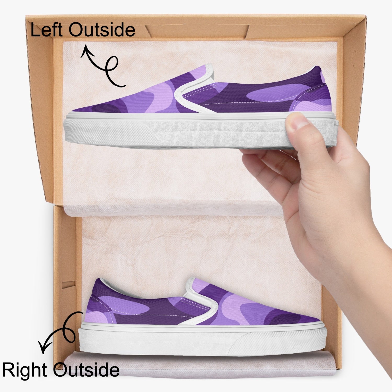 Camo Slip-On Shoes | Purple, Blue and Mauve Camo Colors