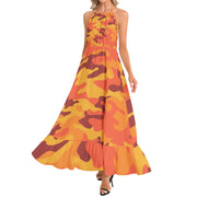 Camo Maxi Dress | Orange and Red Camo Colors