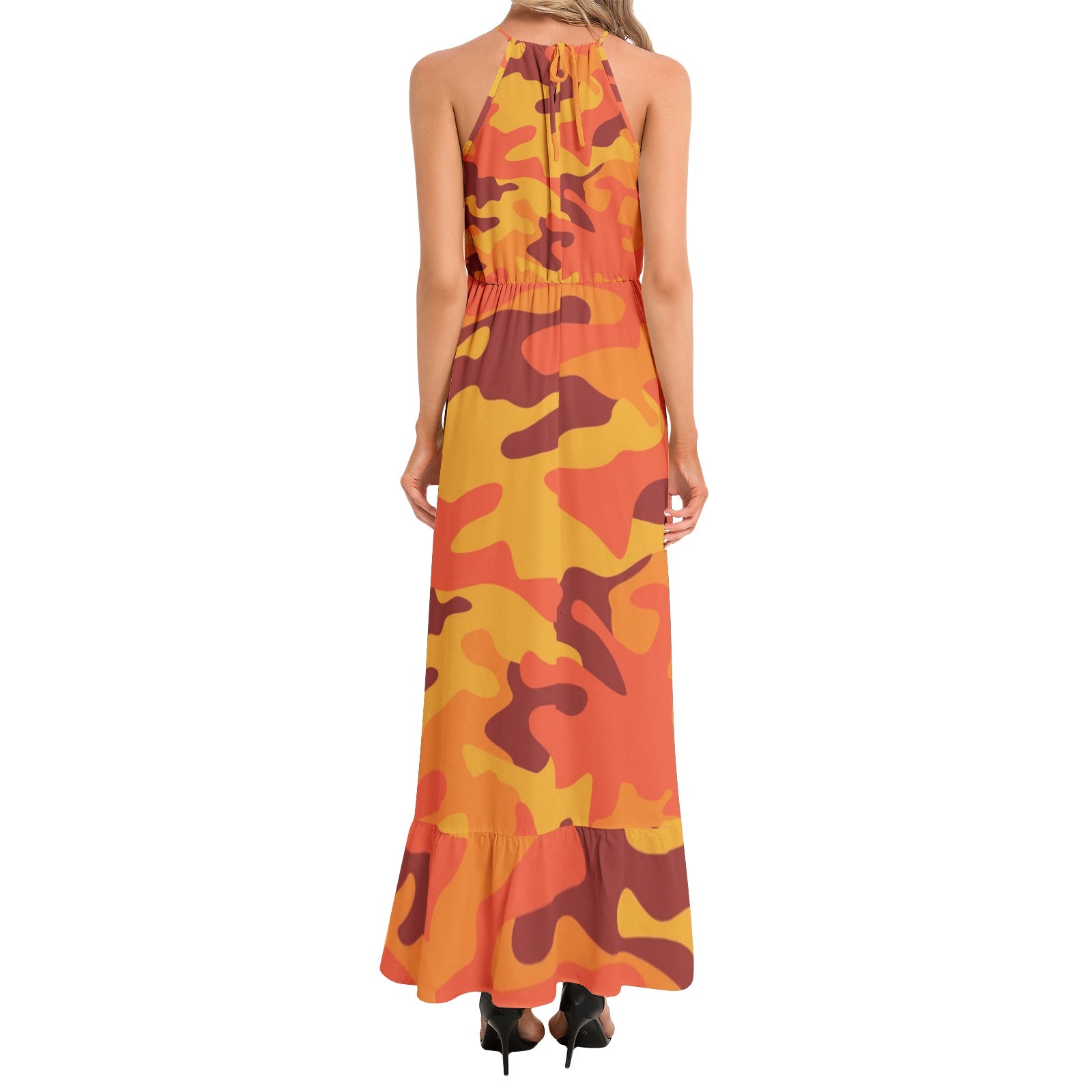Camo Maxi Dress | Orange and Red Camo Colors