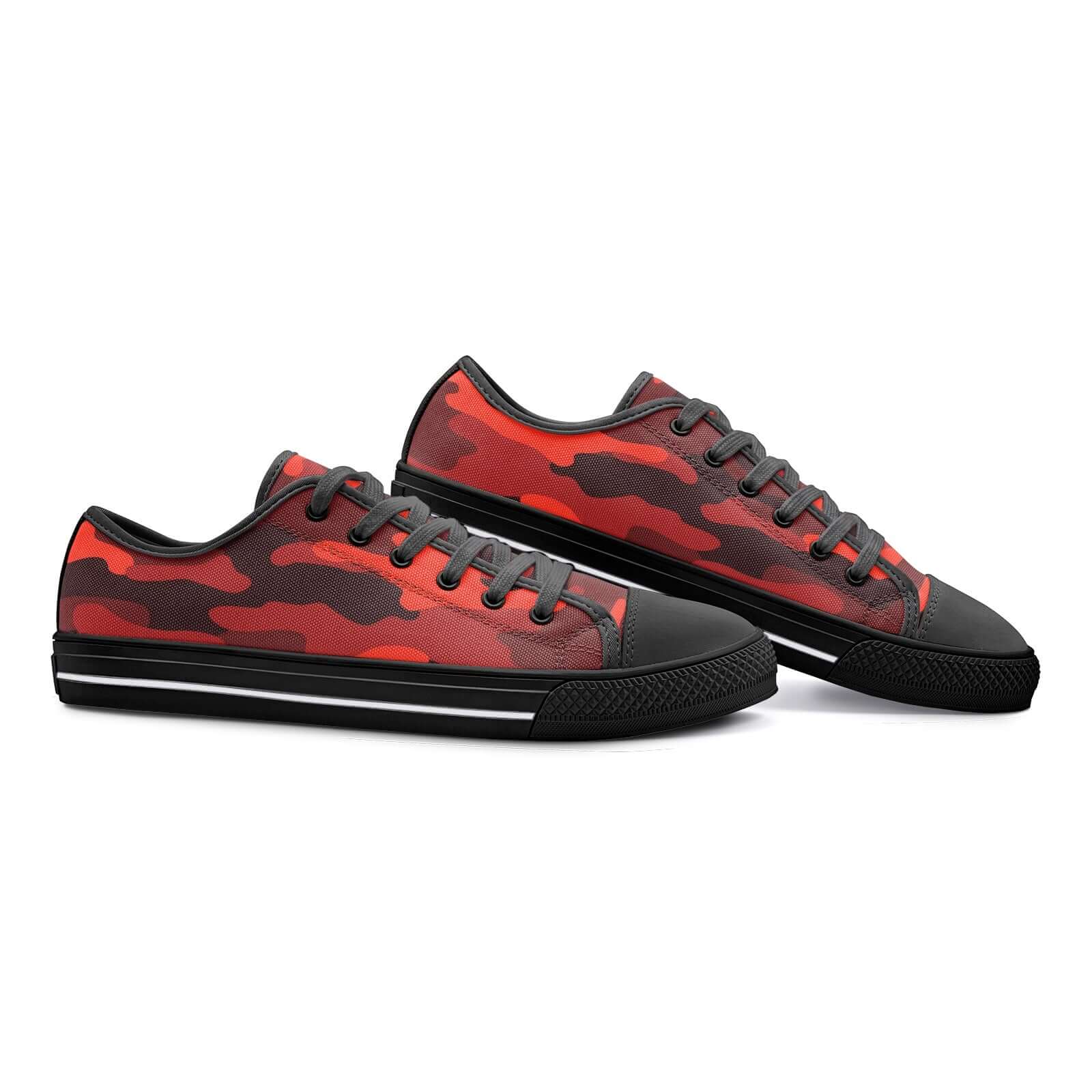 Camo Shoes | Low Top Canvas | Scarlet Red & Black Camo Colors