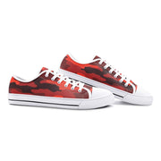 Camo Shoes | Low Top Canvas | Scarlet Red & Black Camo Colors