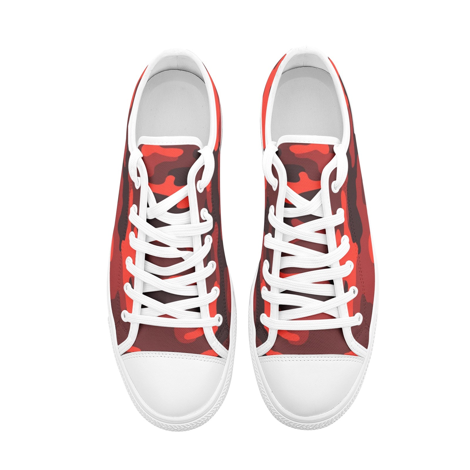 Camo Shoes | Low Top Canvas | Scarlet Red & Black Camo Colors