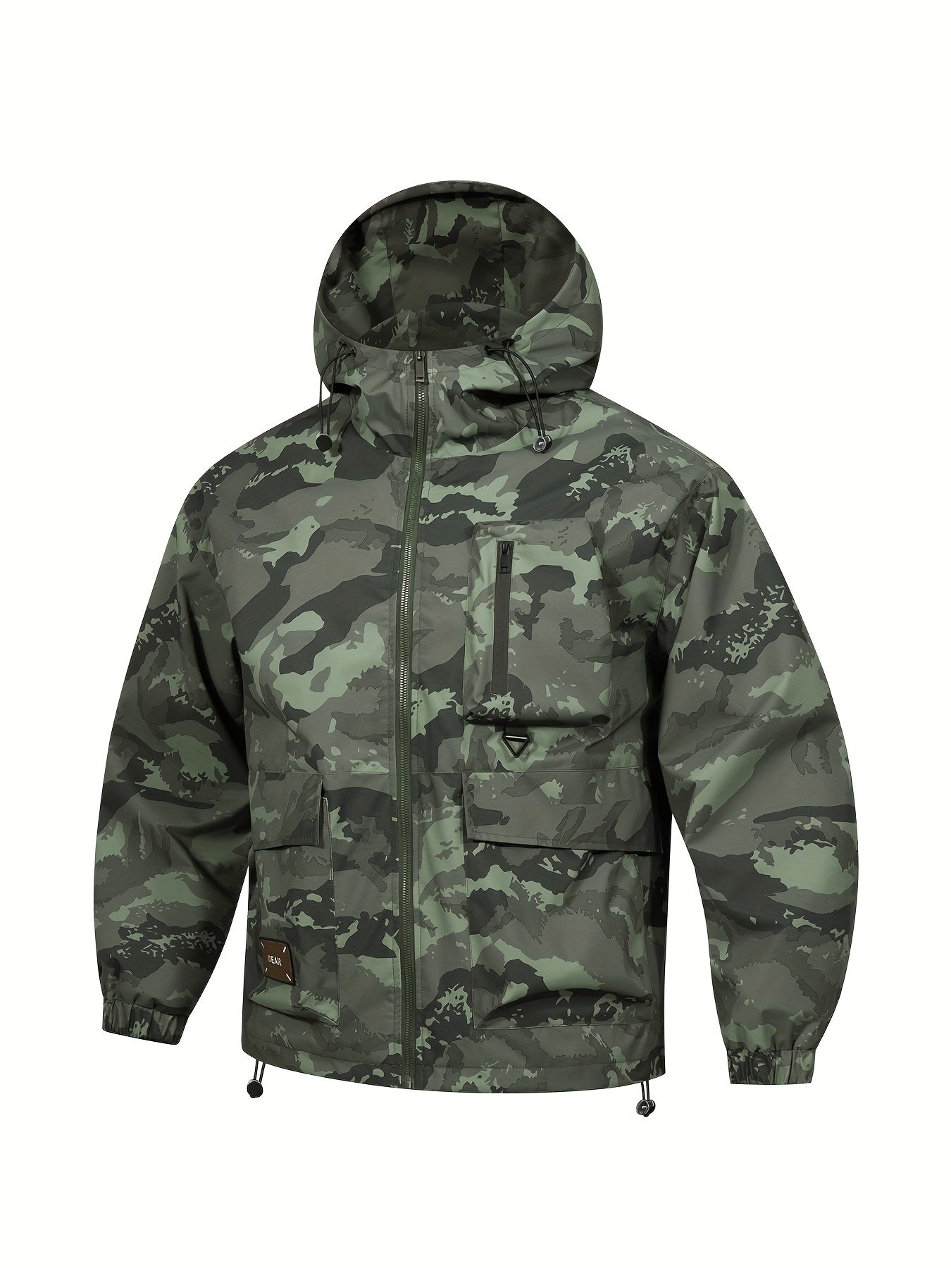 Men's Camo Windbreaker Jacket with a Hood | Multi Pocket Cargo Jacket Camo Colors