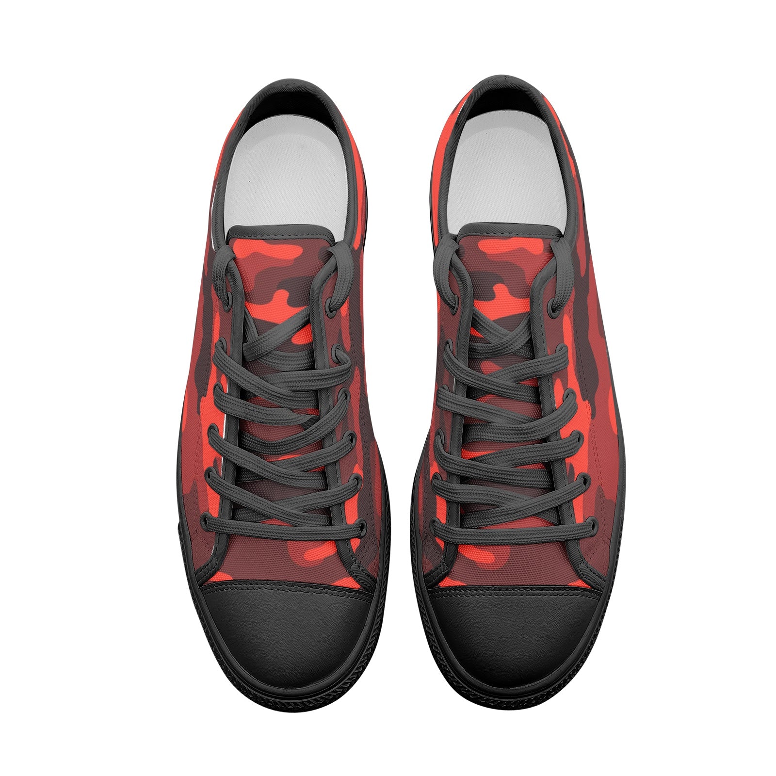Camo Shoes | Low Top Canvas | Scarlet Red & Black Camo Colors
