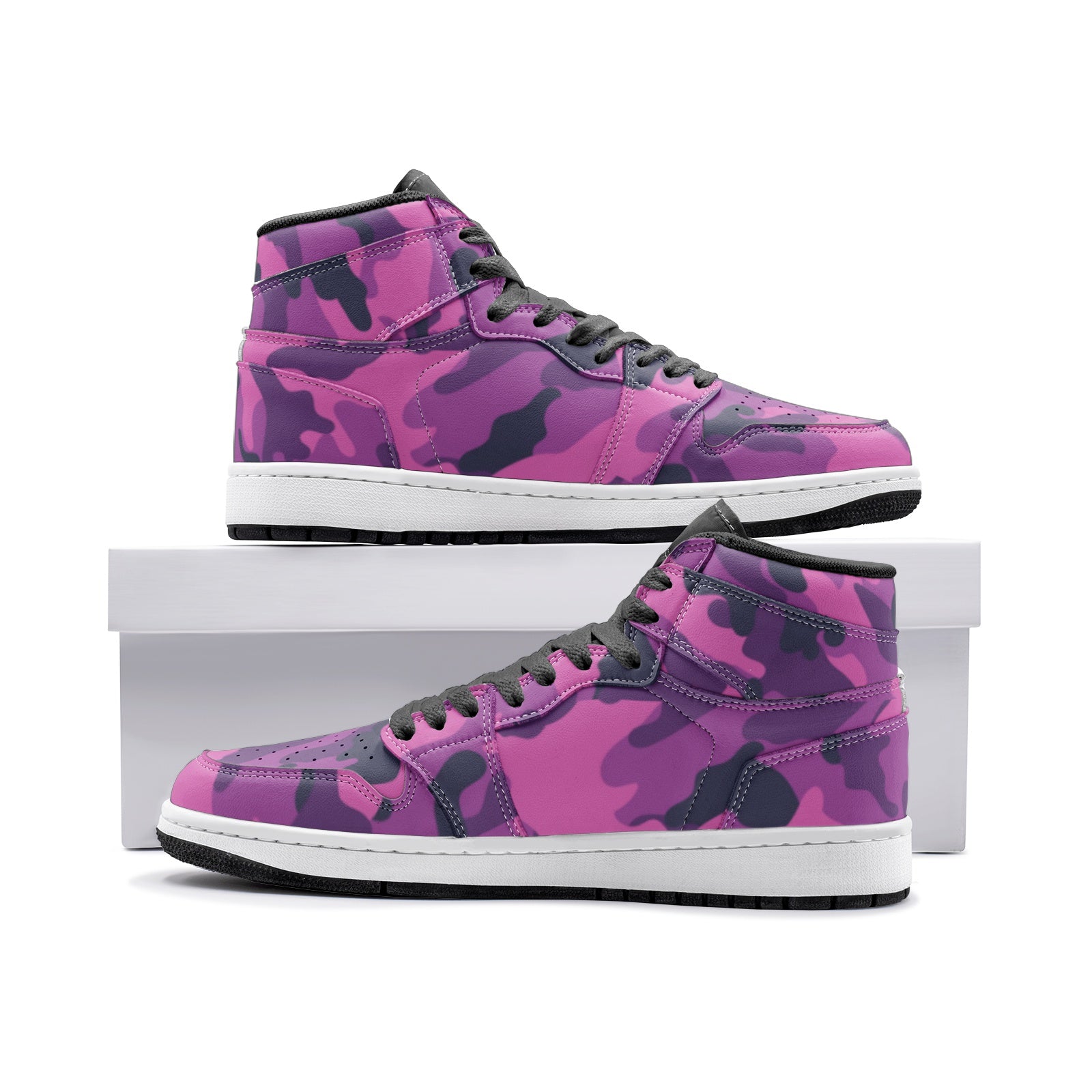 Pink Camo Sneakers AJ 1 | Blue & Magenta Mixed Camouflage Camo Colors