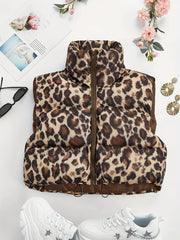 Women's Leopard Print High-Neck Padded Coat | Camo Colors