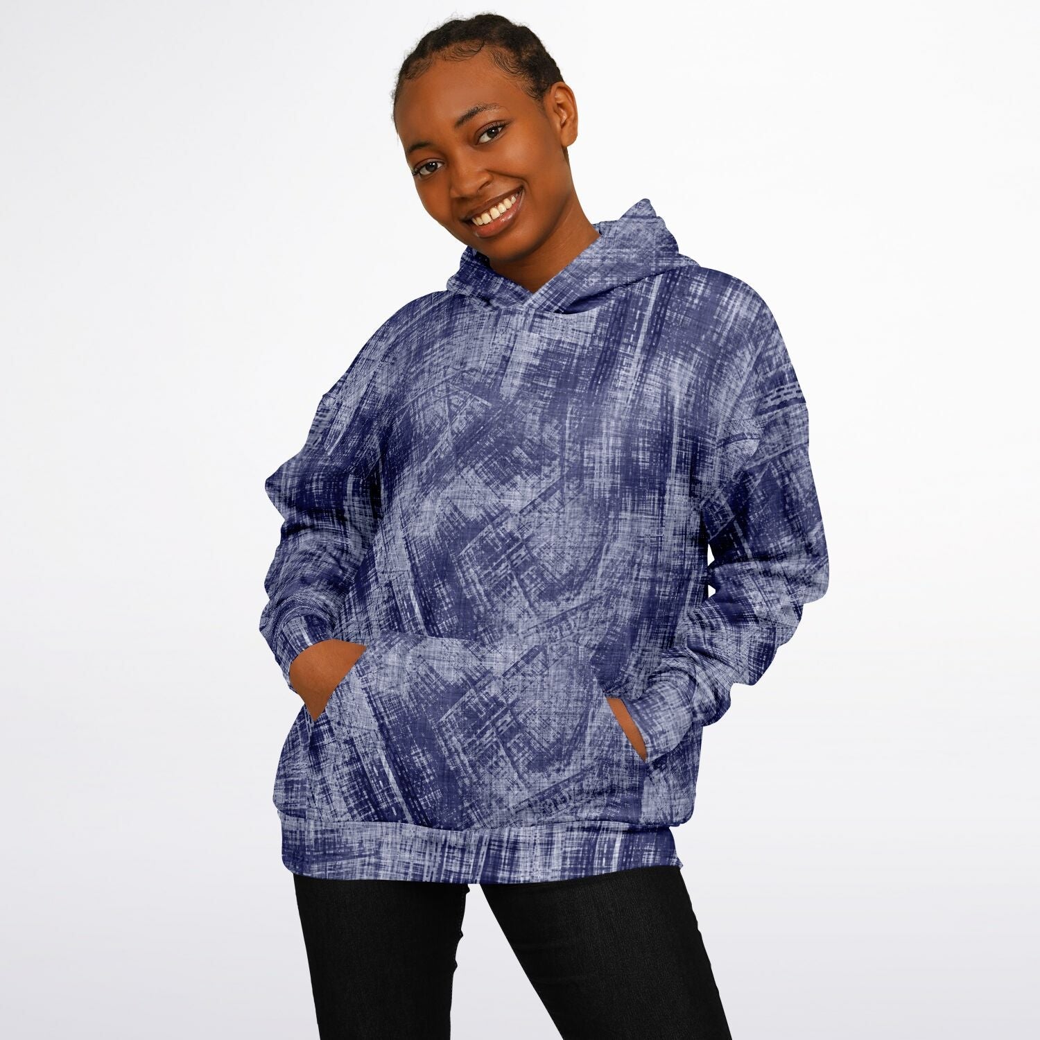 Blue Wash Denim-Style Oversized Hoodie | Camo Colors