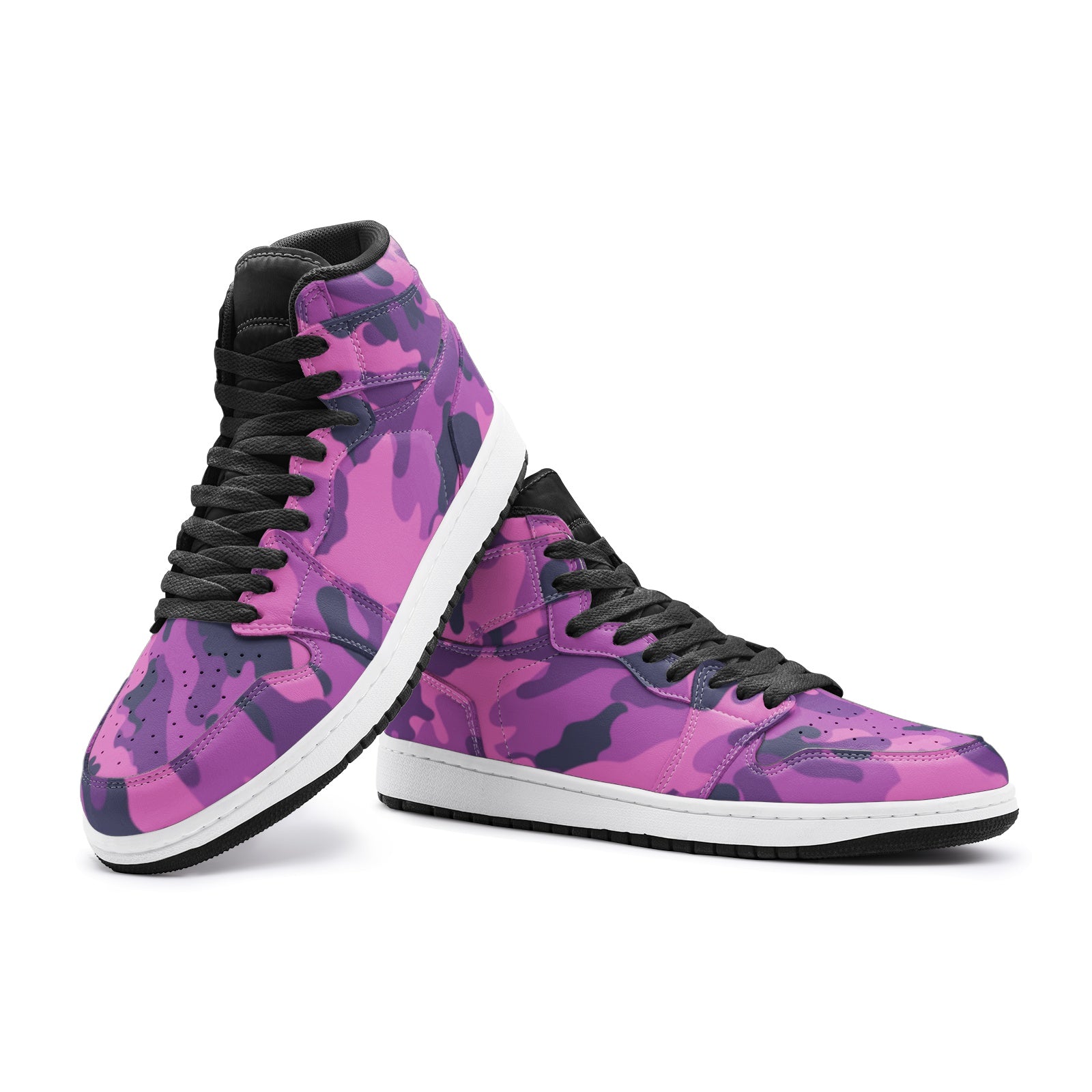 Pink Camo Sneakers AJ 1 | Blue & Magenta Mixed Camouflage Camo Colors