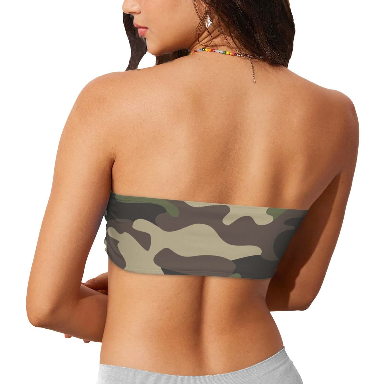 Classic Green Camo Bandeau Top | Chest Wrap Bikini Top | Camo Colors