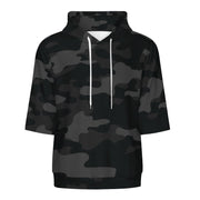 Short Sleeve Hoodie | Black Camouflage Camo Colors