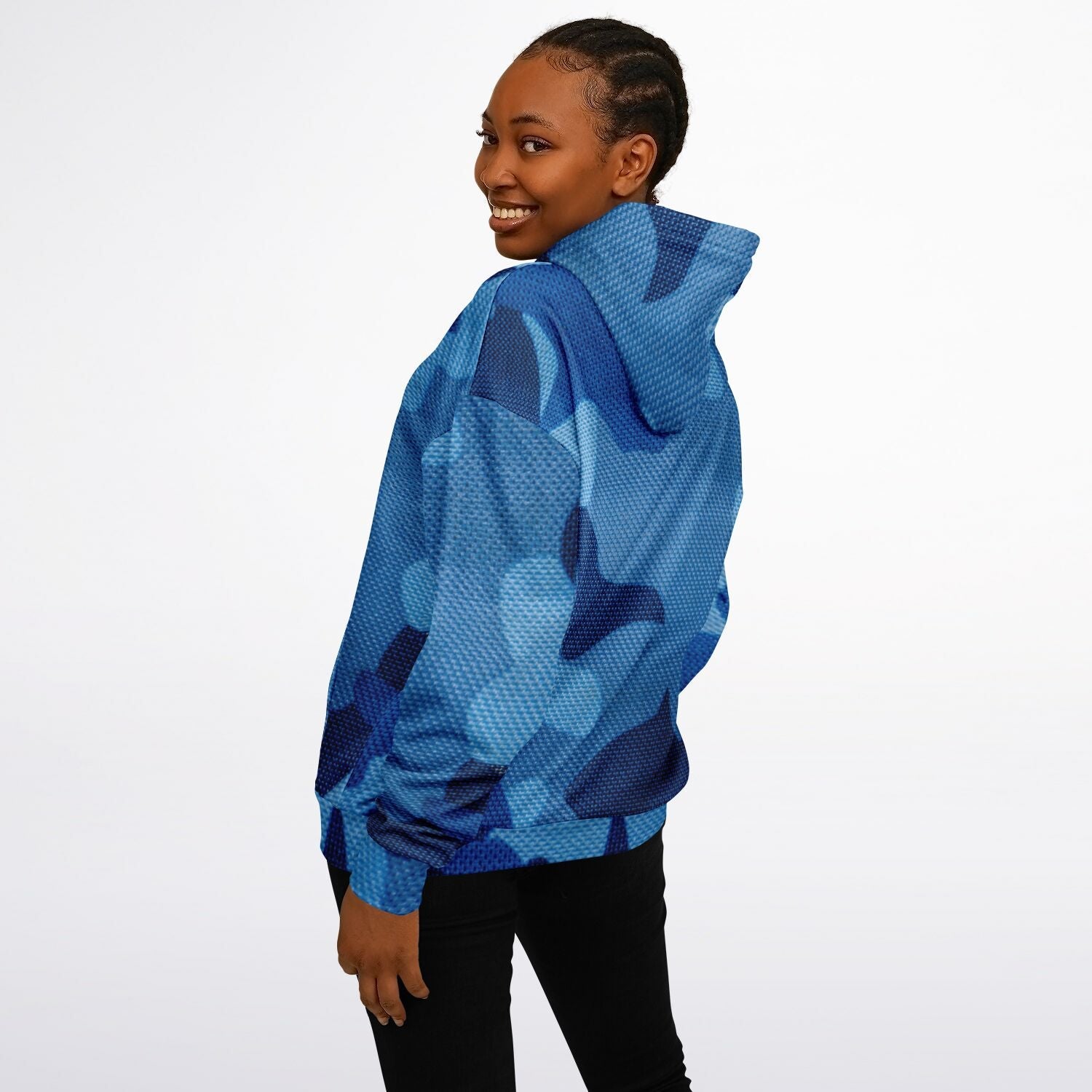 Blue Oversized Hoodie | Camouflage Cloth Pattern | Camo Colors