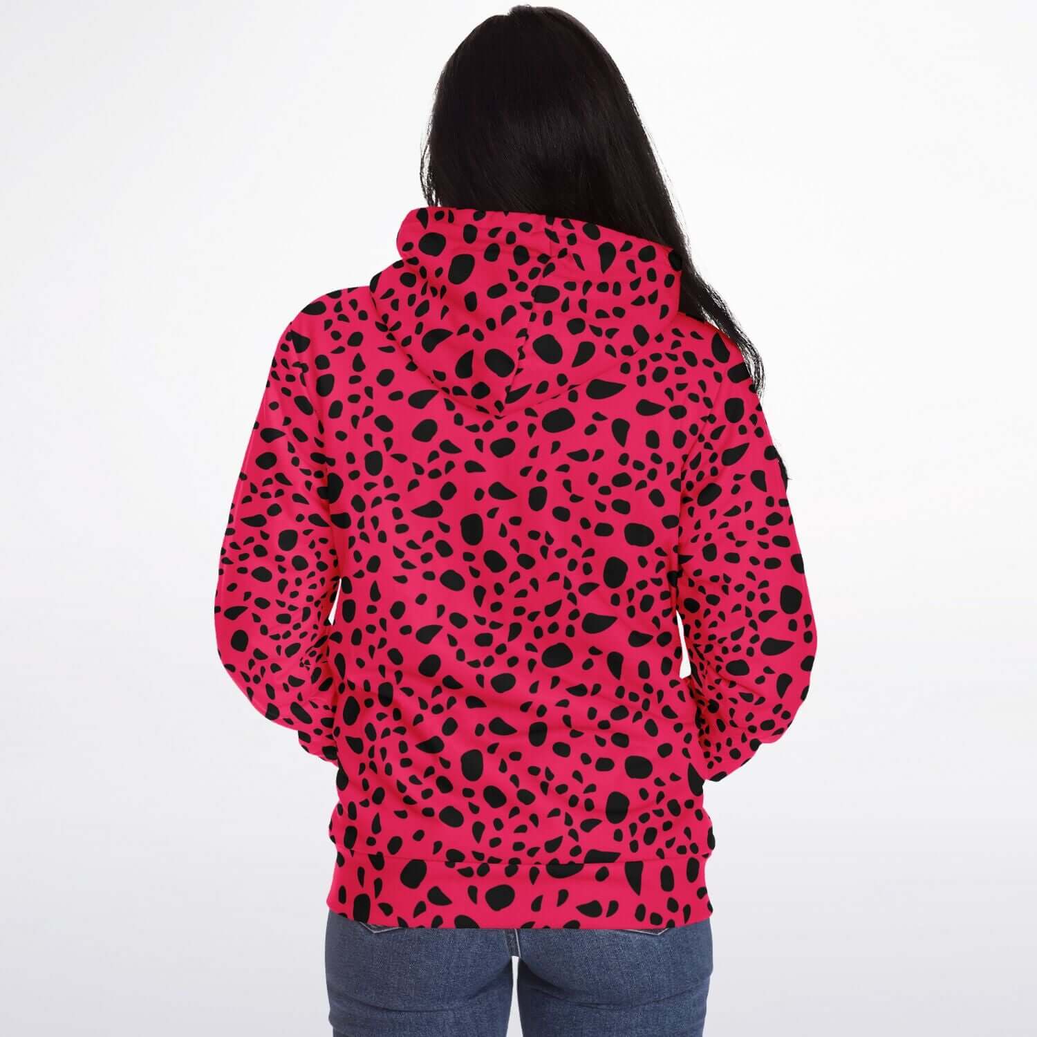 Microfleece Zip Camo Hoodie | Leopard Print in Pink & Black Camo Colors