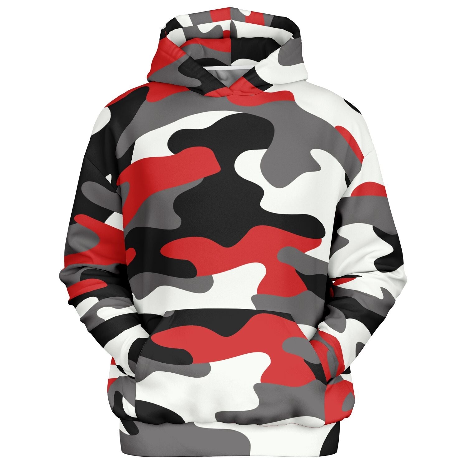 Oversized Hoodie in Red, Black, and White Camo Print | Camo Colors