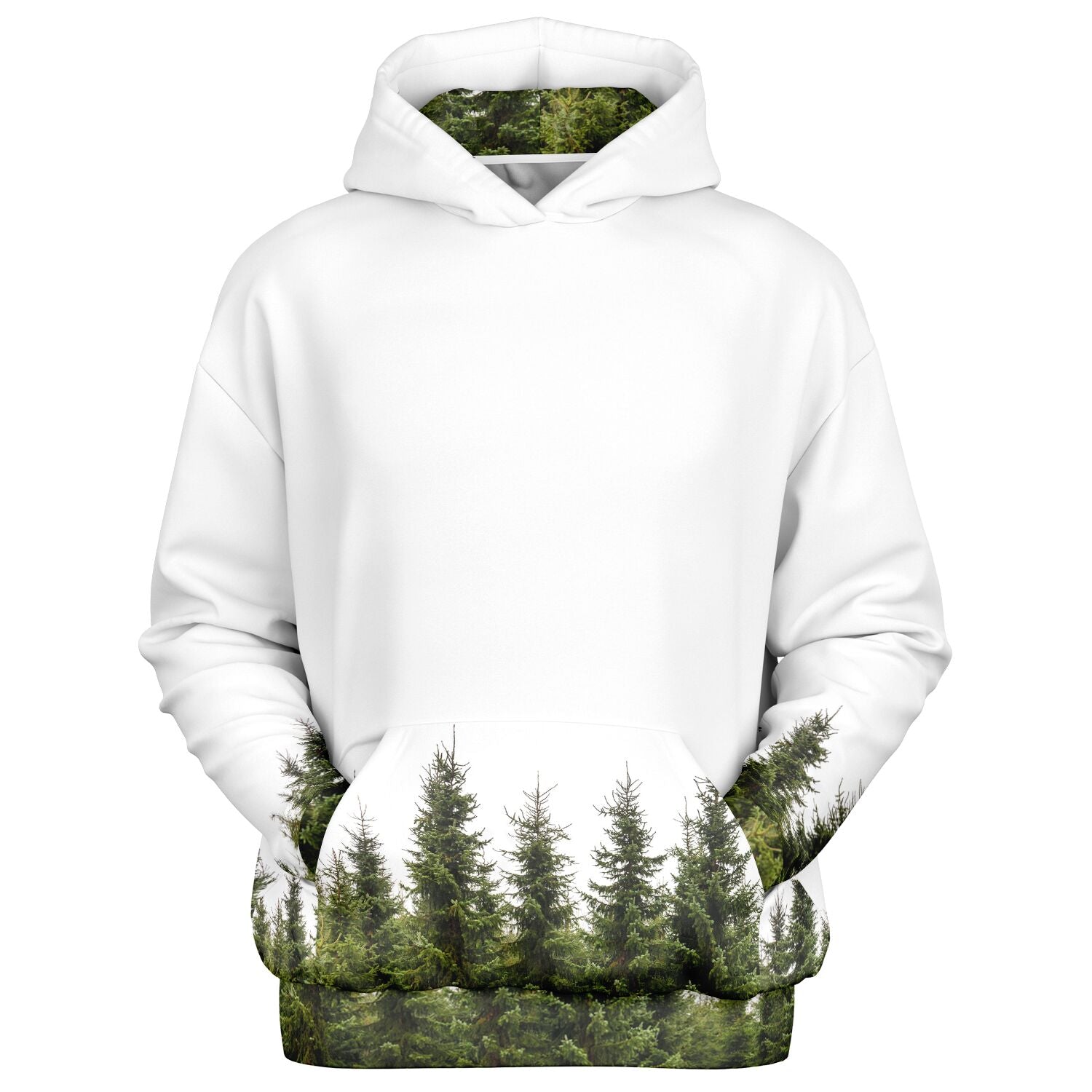 Heavyweight Oversized Hoodie | Pine Trees on a White Background | Camo Colors