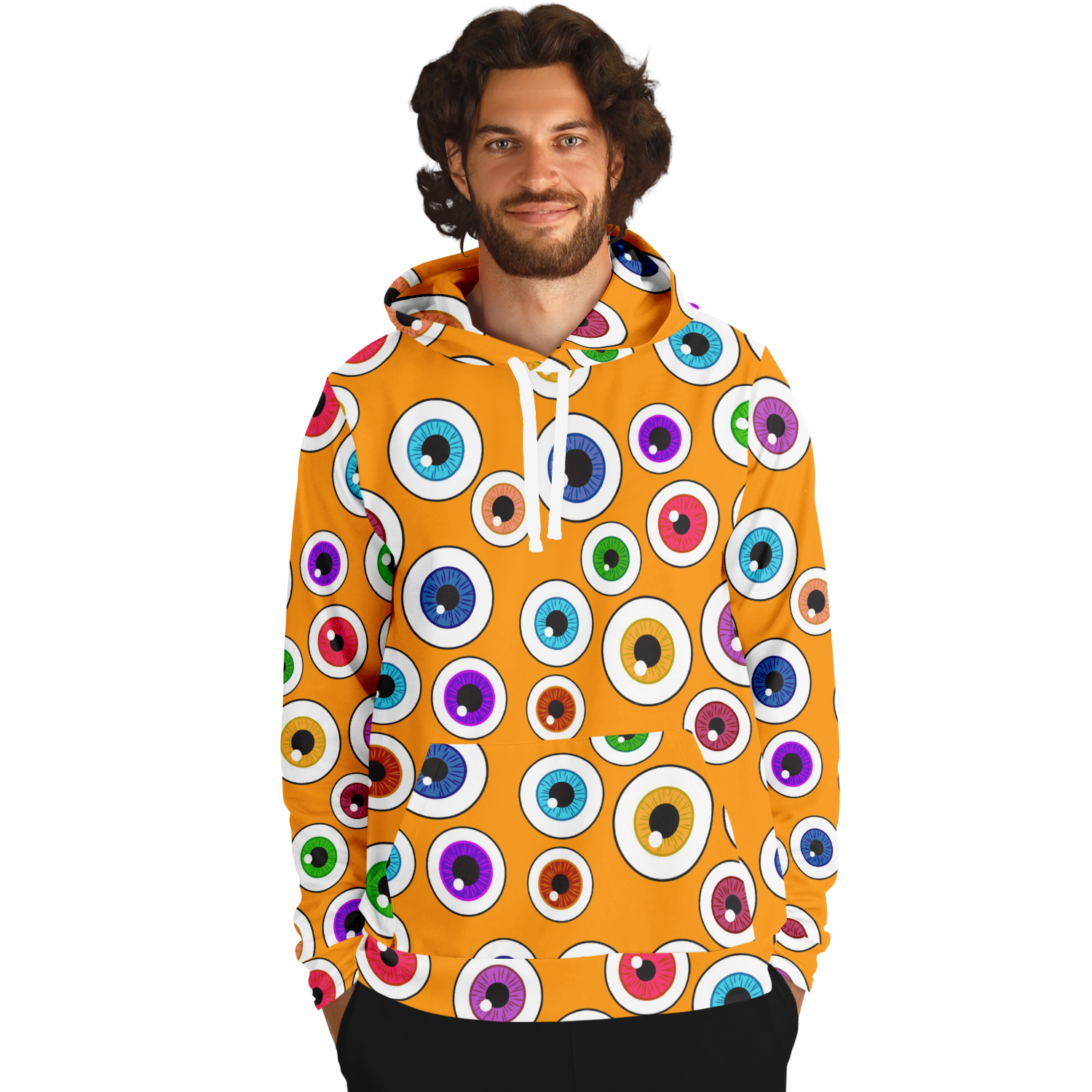 Orange Halloween Hoodie | Creepy Cute Eyeballs Camo Colors