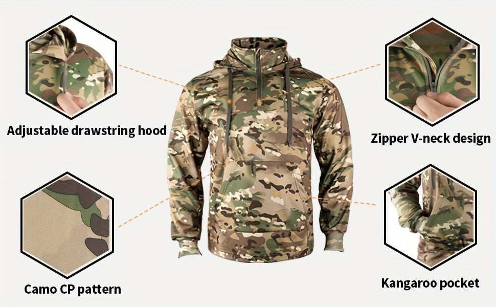 Camo Hunting Hoodie | Men's Wool Lined Warm Pullover Camo Colors