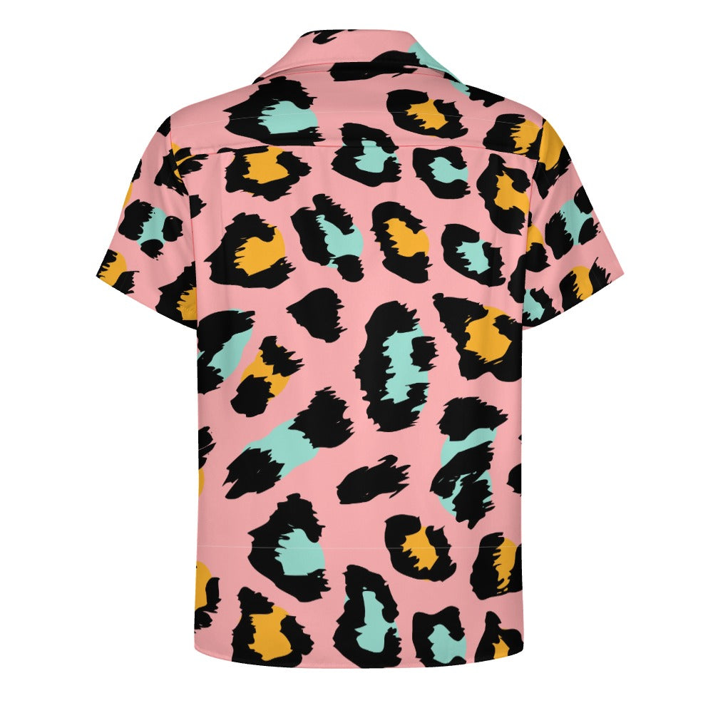 Pink Panther Men's Shirt | Cuban Collar Style | Camo Colors