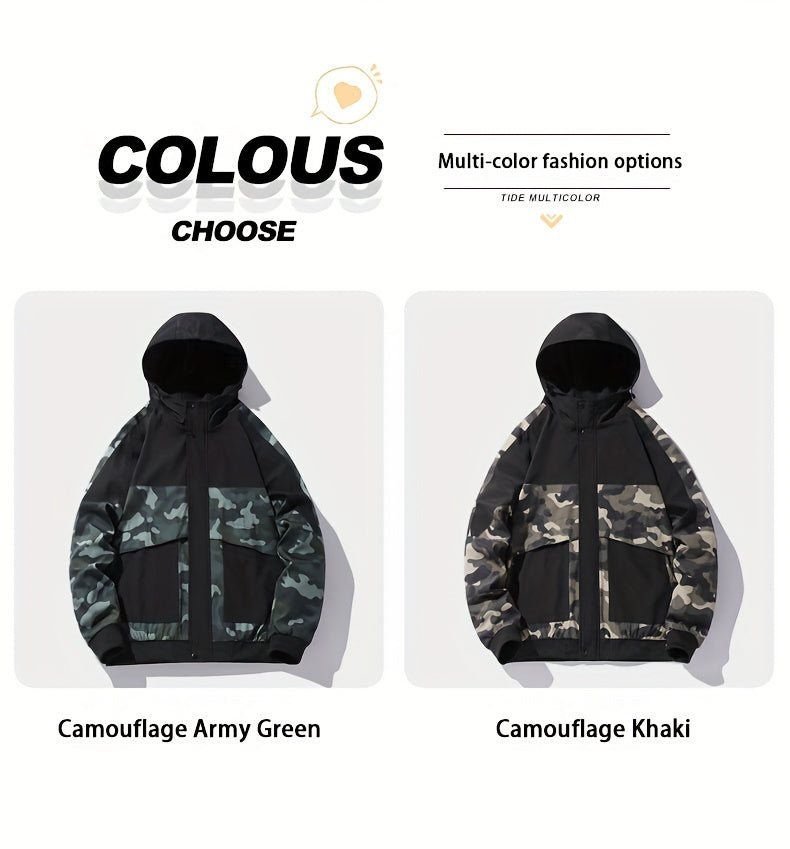 Camo Graphic Fleece Jacket | Men's Casual Hooded Winter Coat Camo Colors