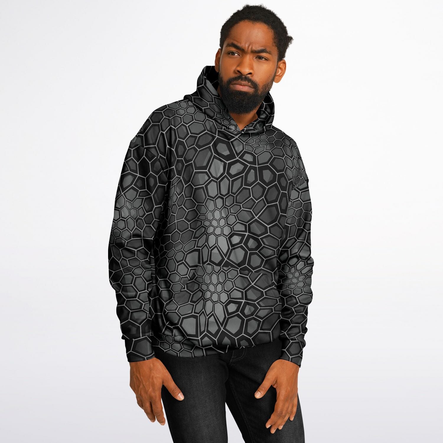 Oversized Camo Hoodie | Black Snake Hexagonal | Camo Colors